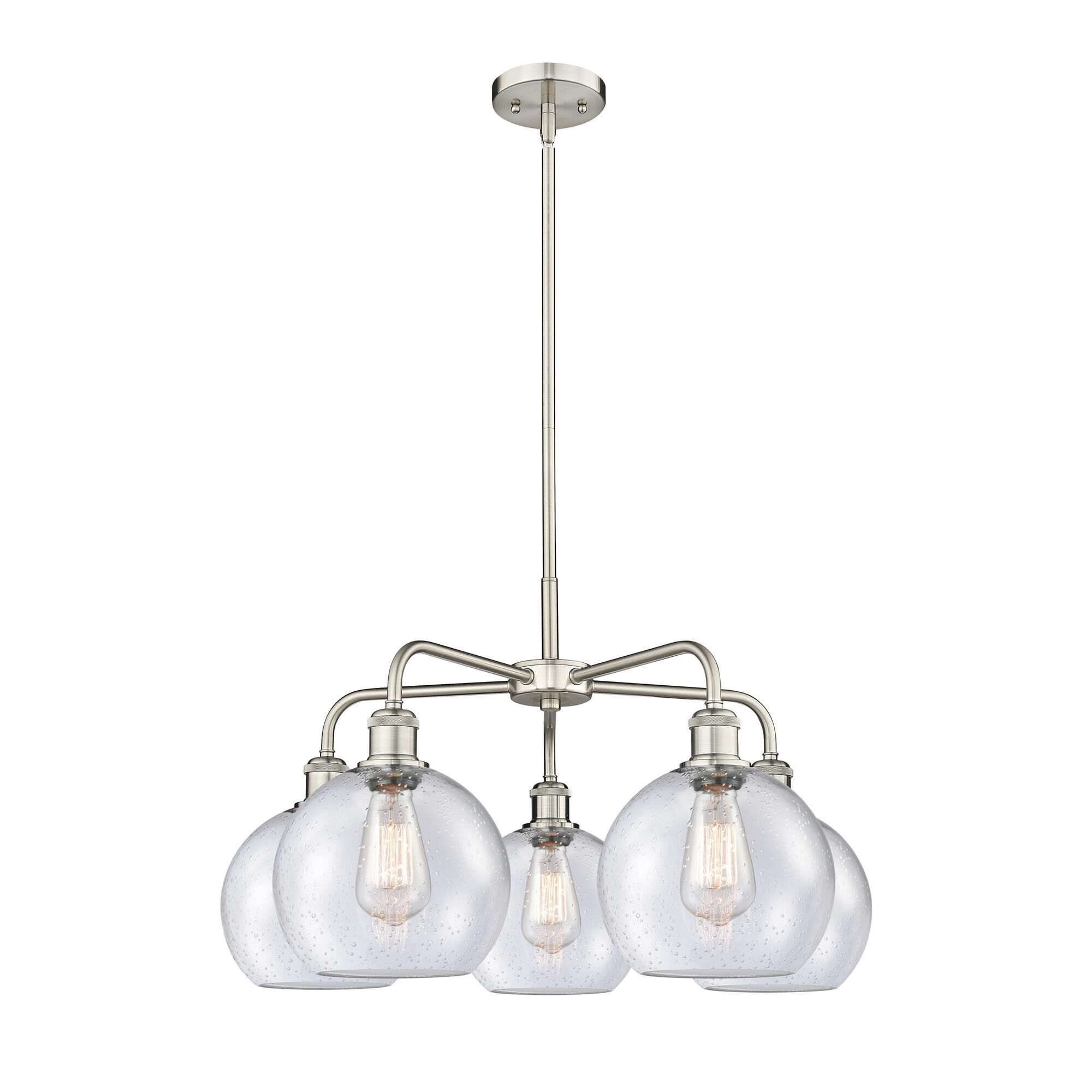 Shown in Satin Nickel finish and Seedy glass