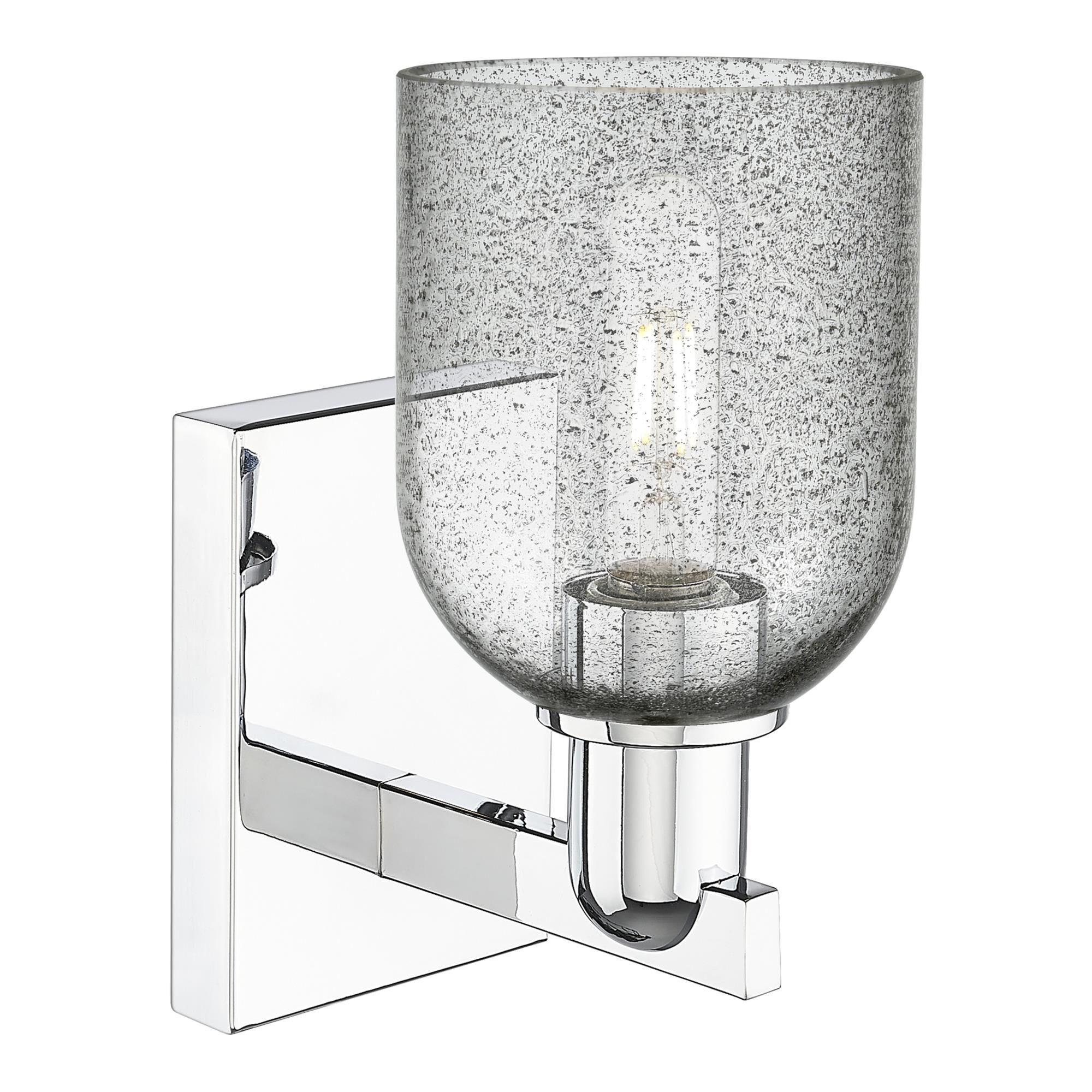 Shown in Polished Chrome finish and Charcoal glass
