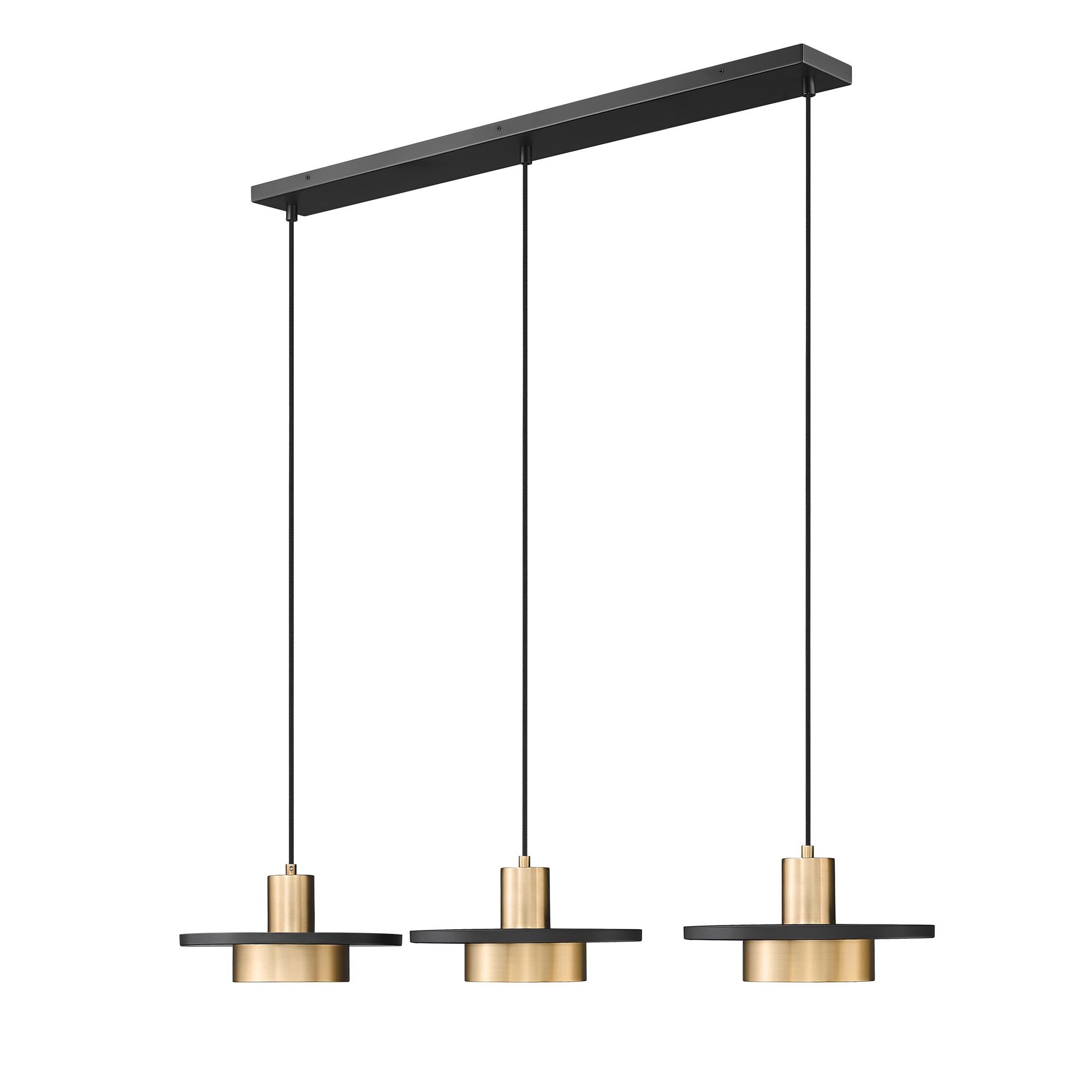 Shown in Matte Black and Modern Gold finish and Frosted glass