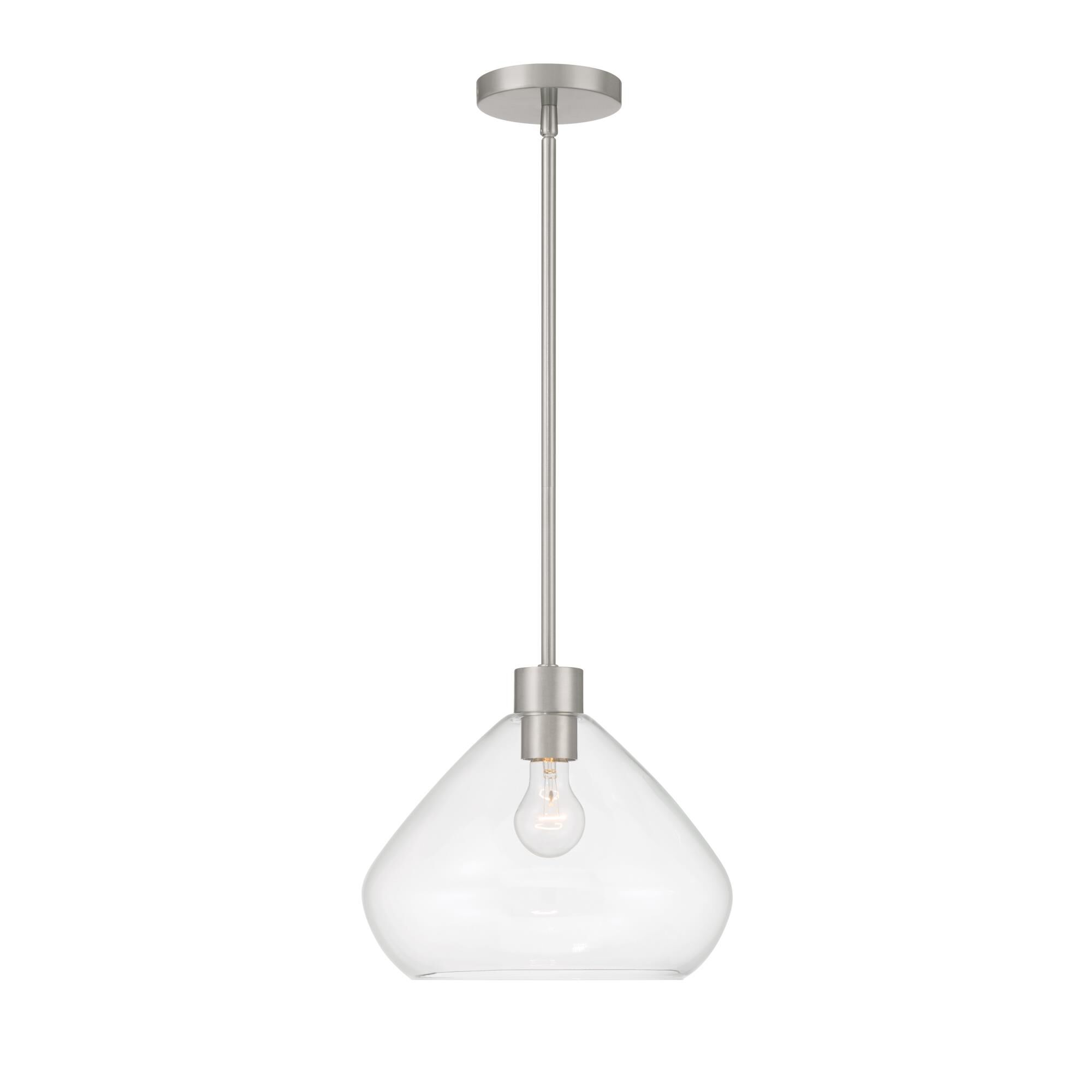 Shown in Brushed Nickel finish and Clear glass