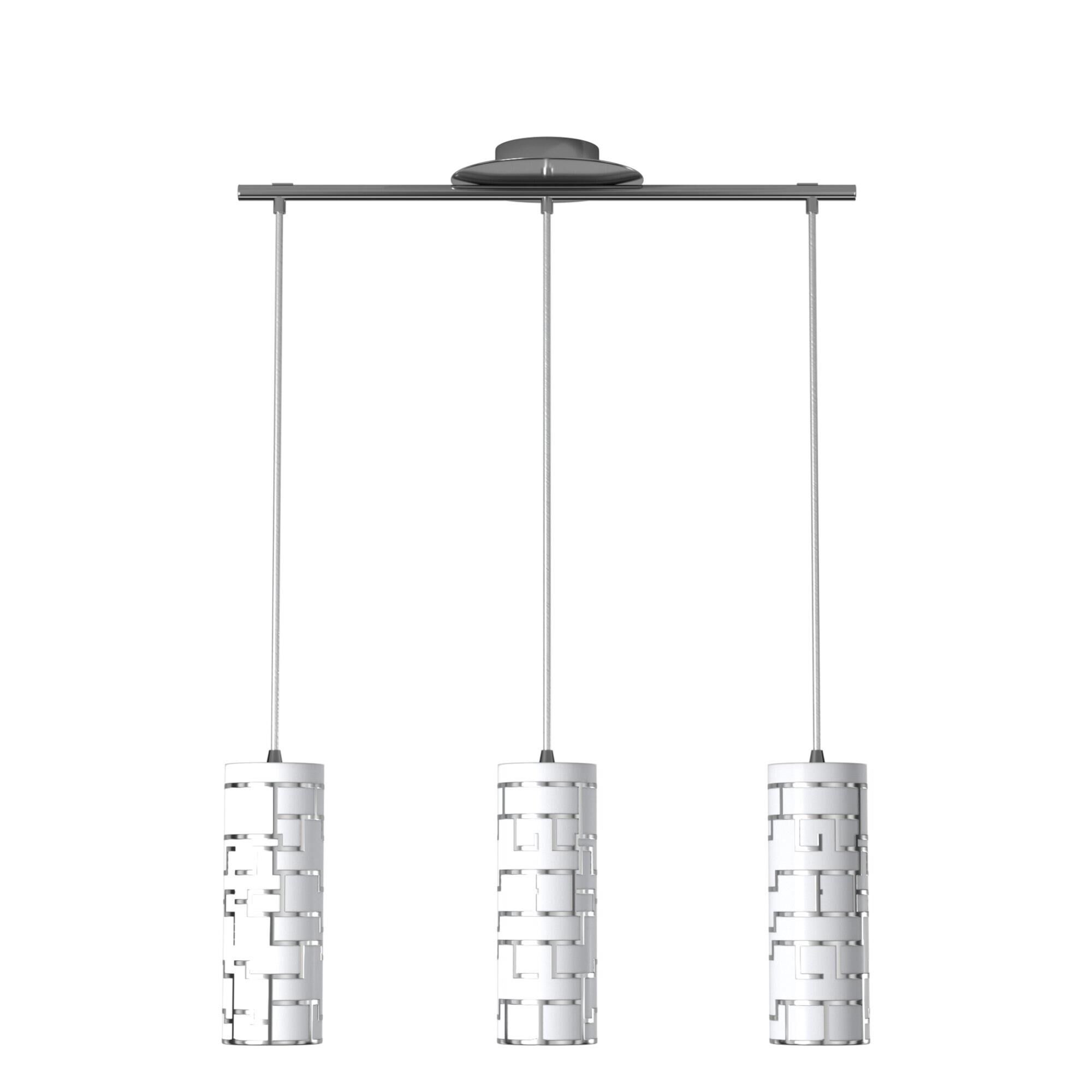 Shown in Chrome finish and White glass