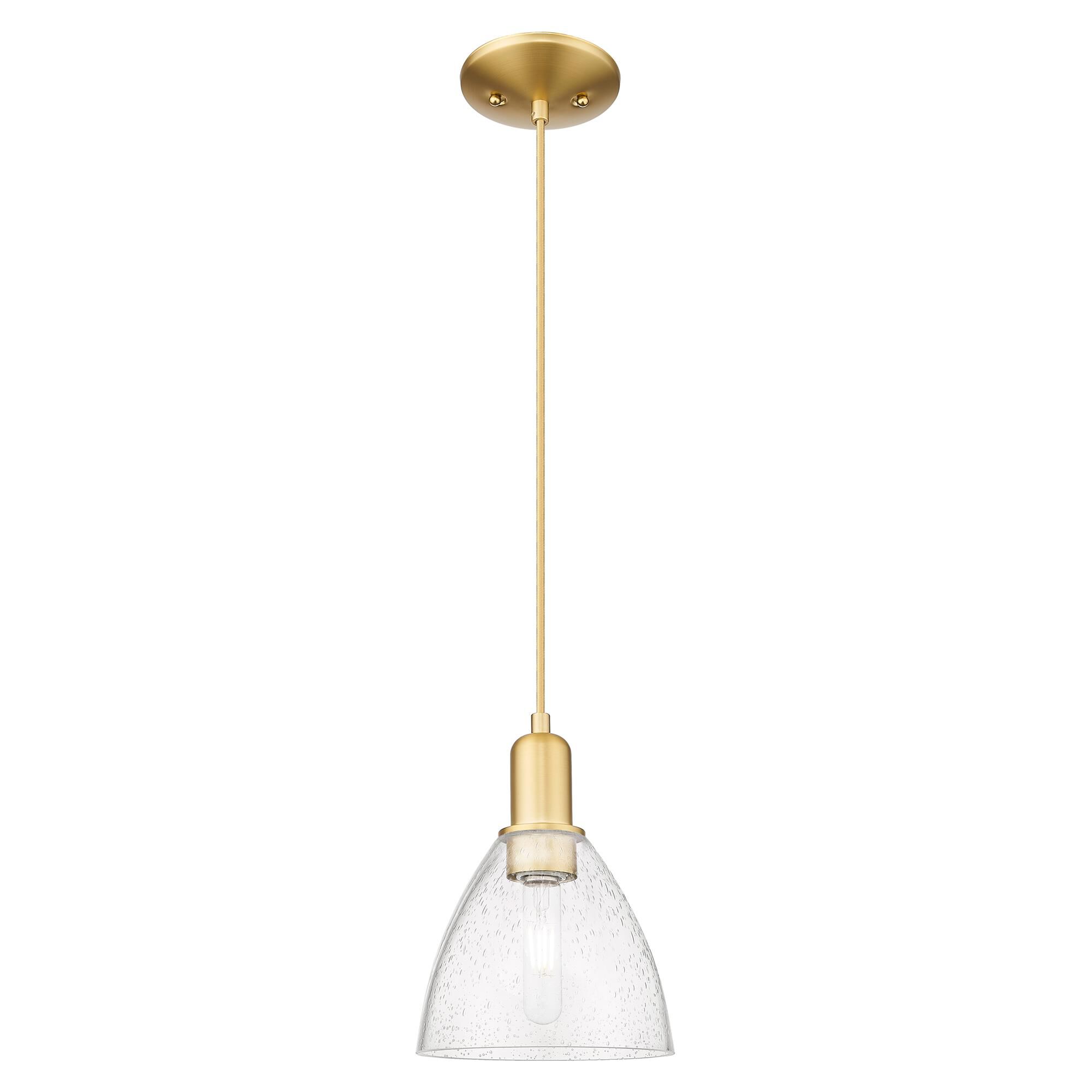Shown in Satin Gold finish and Seedy glass