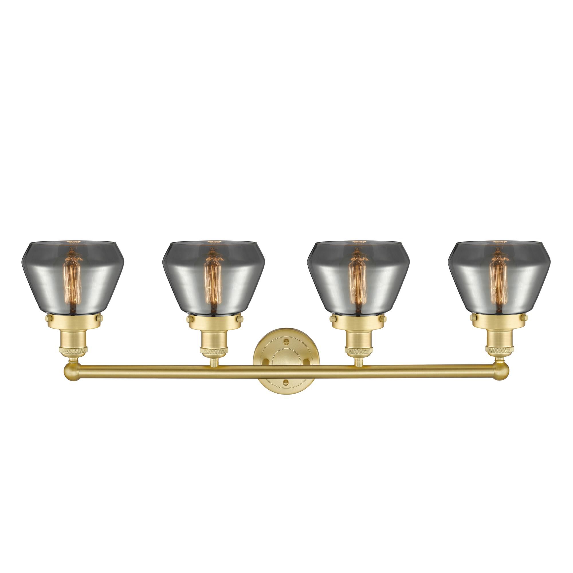 Shown in Satin Gold finish and Plated Smoke glass