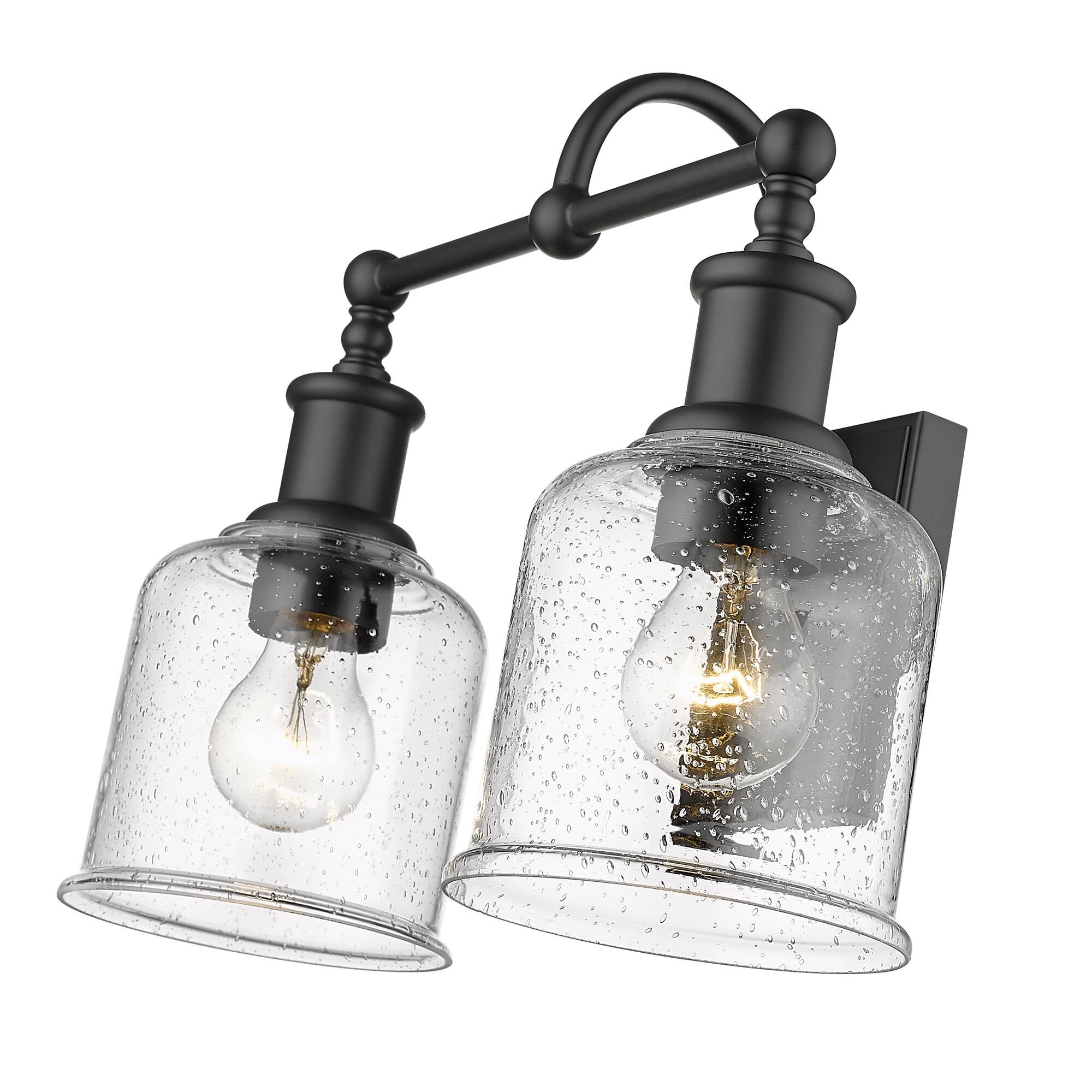 Shown in Matte Black finish and Glass shade