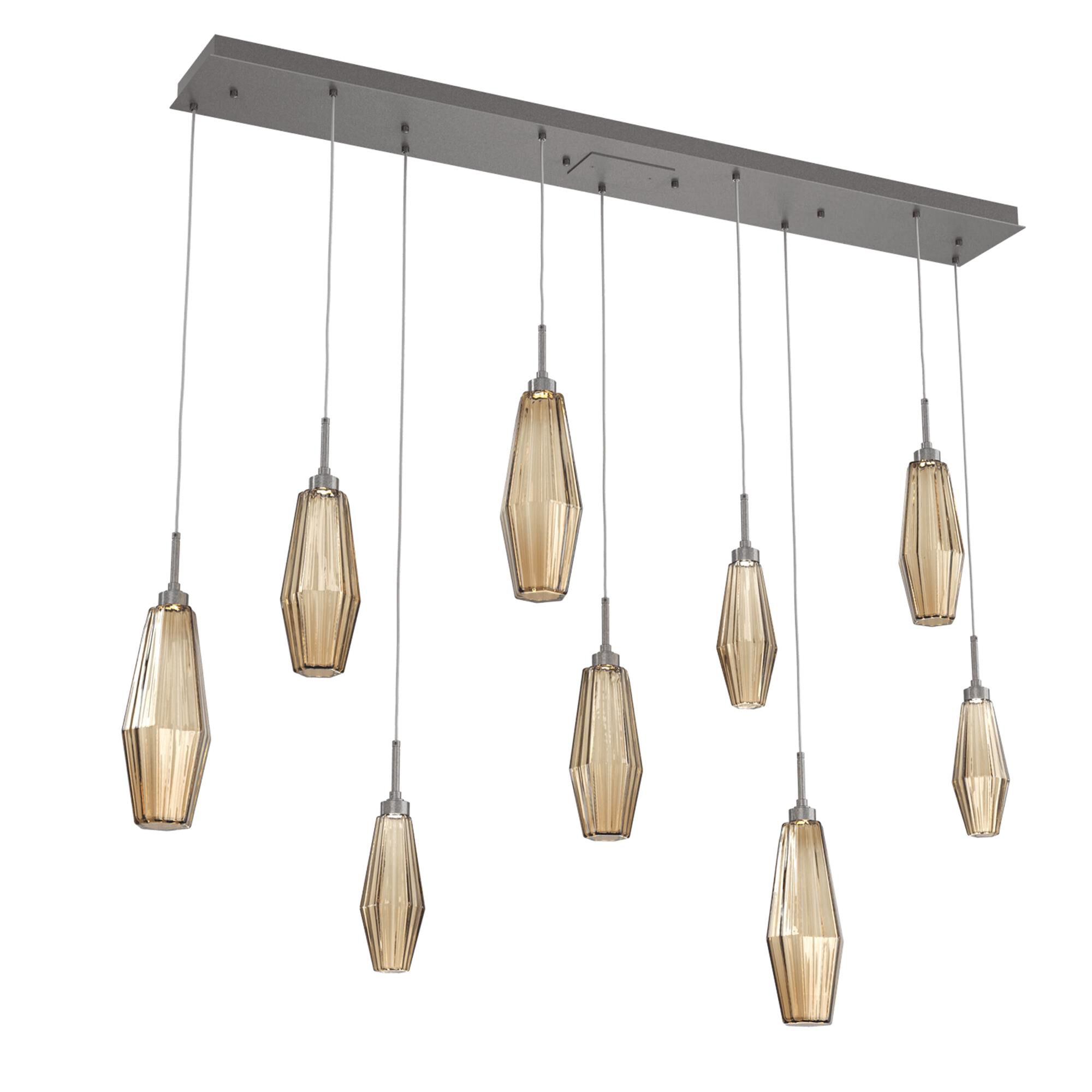 Shown in Graphite finish and Optic Rib Blown And Bronze glass