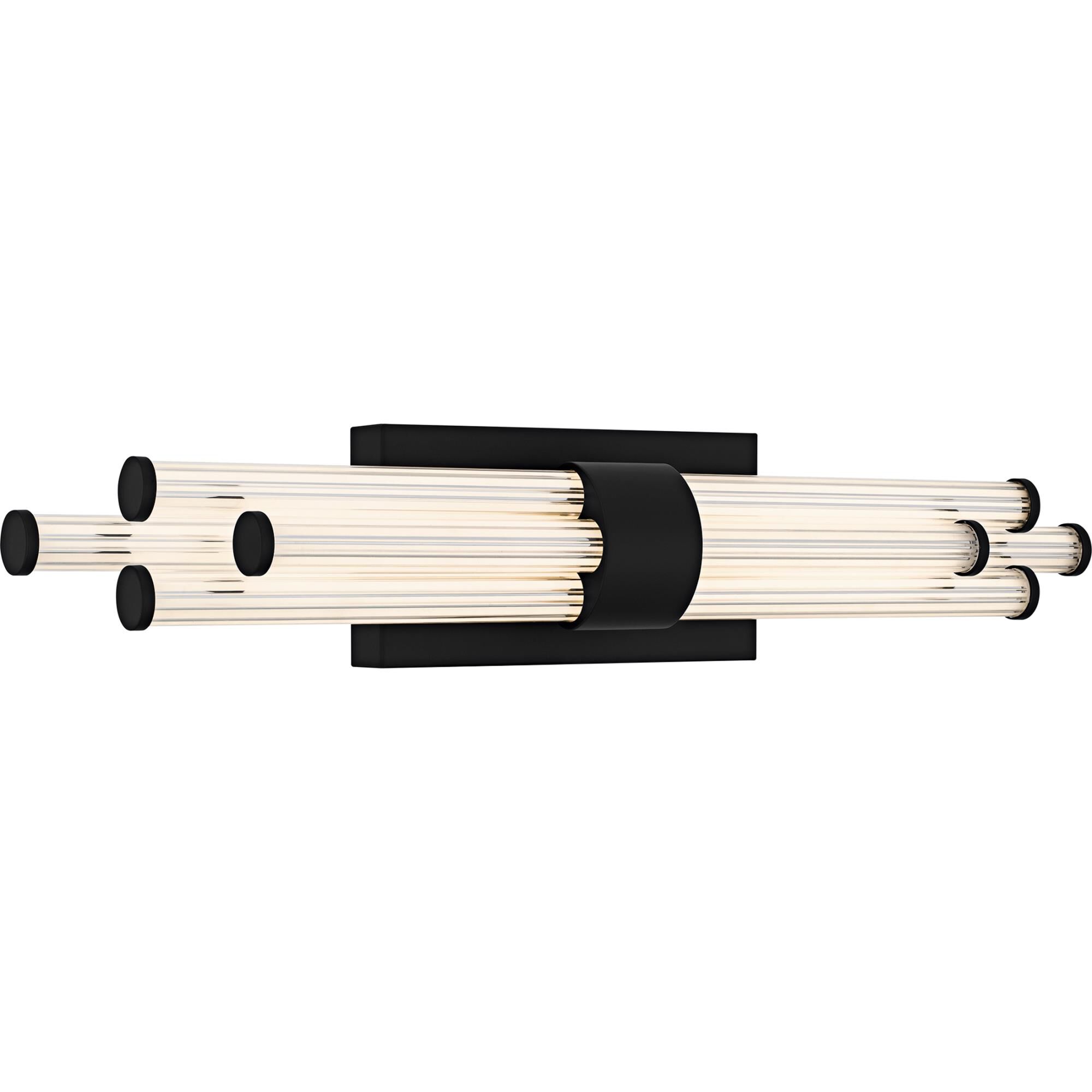 Shown in Matte Black finish and Clear Ribbed Acrylic shade