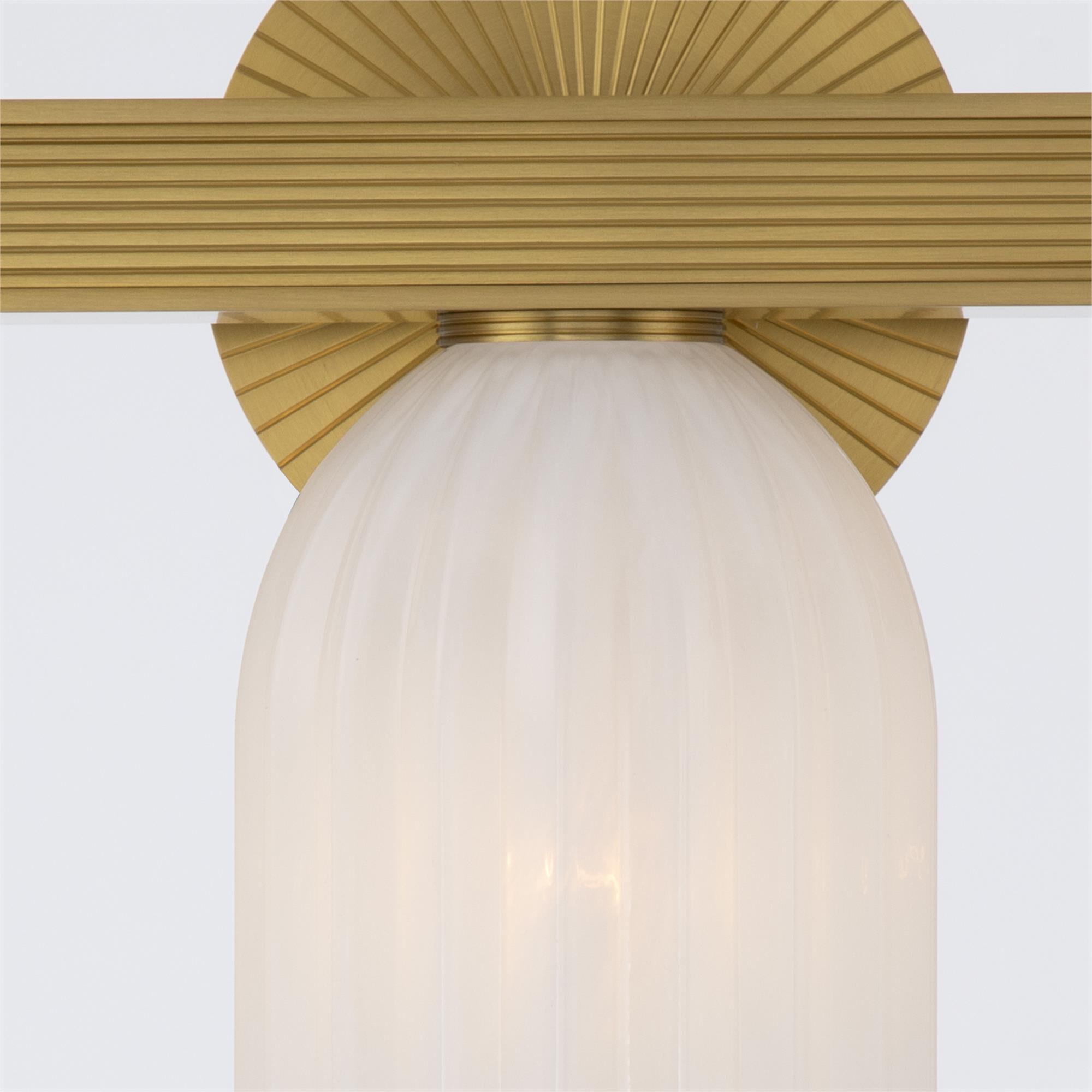 Shown in Luxe Gold finish and Strie glass and Strie Glass shade