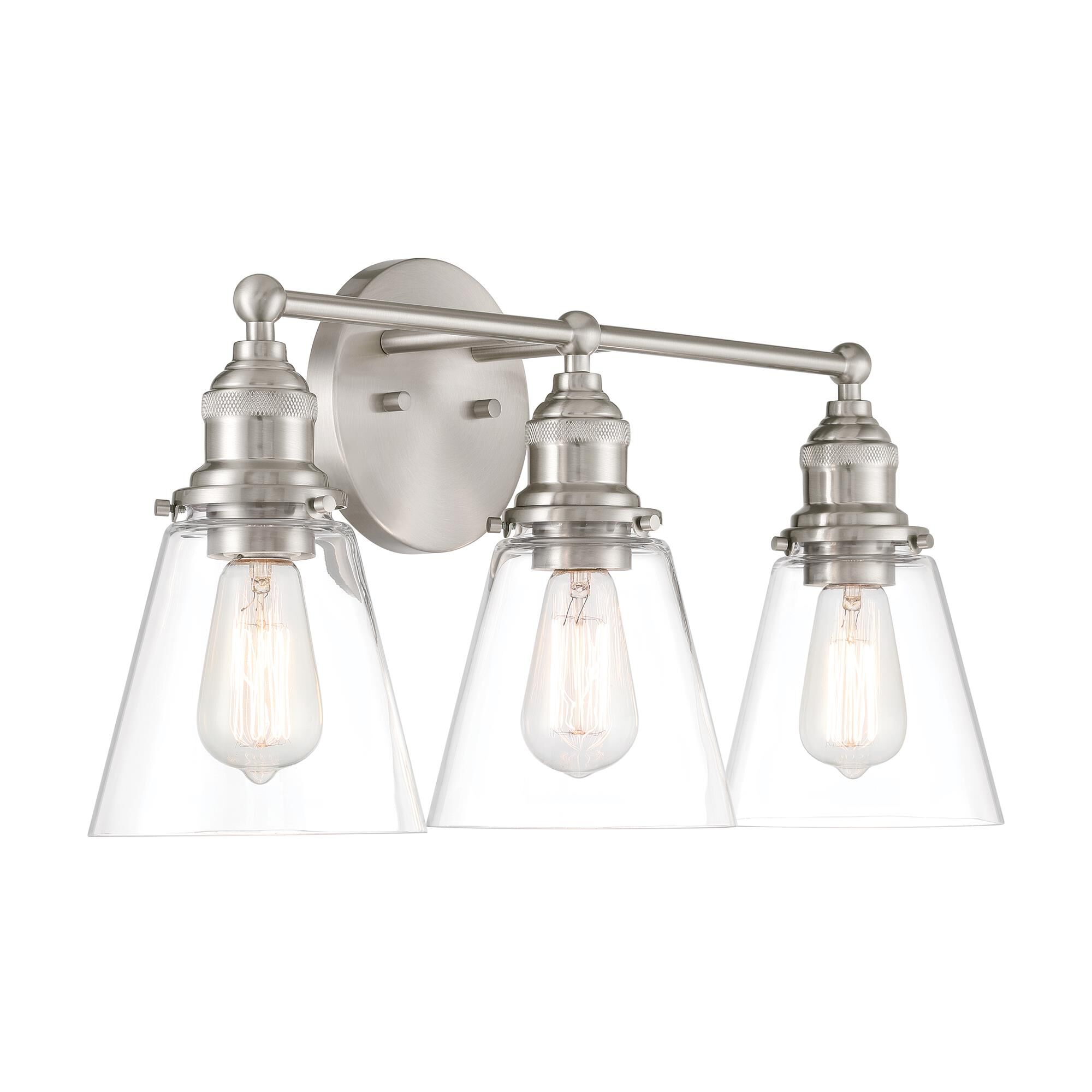 Shown in Brushed Nickel finish and Clear glass