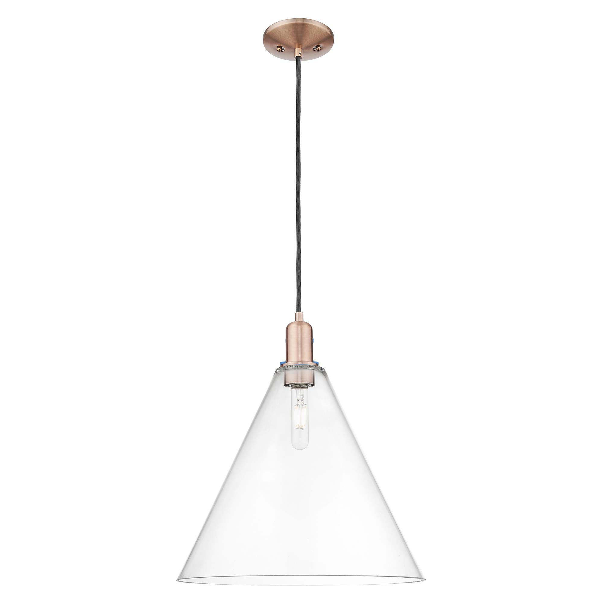 Shown in Antique Copper finish and Clear glass
