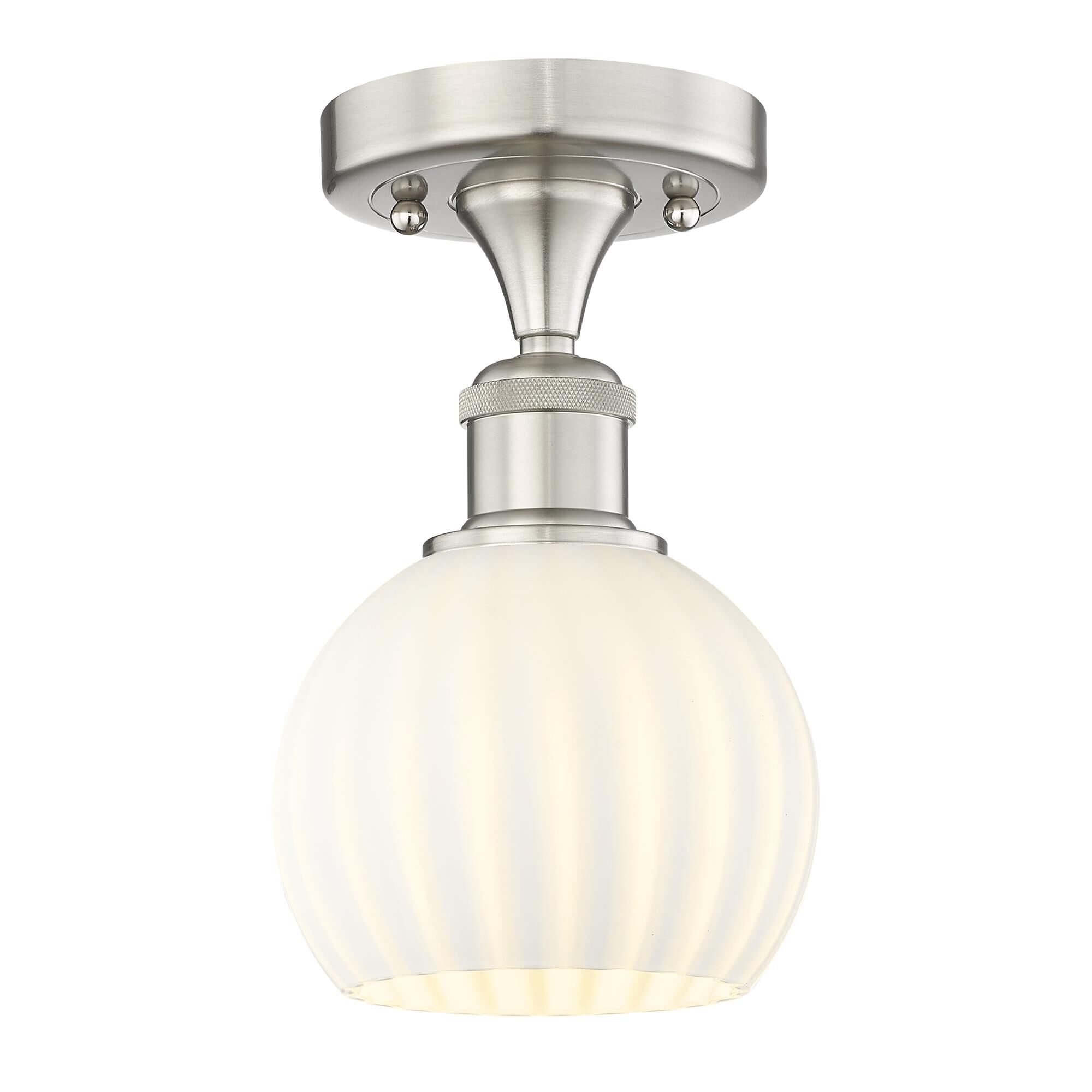 Shown in Brushed Satin Nickel finish and White Venetian glass