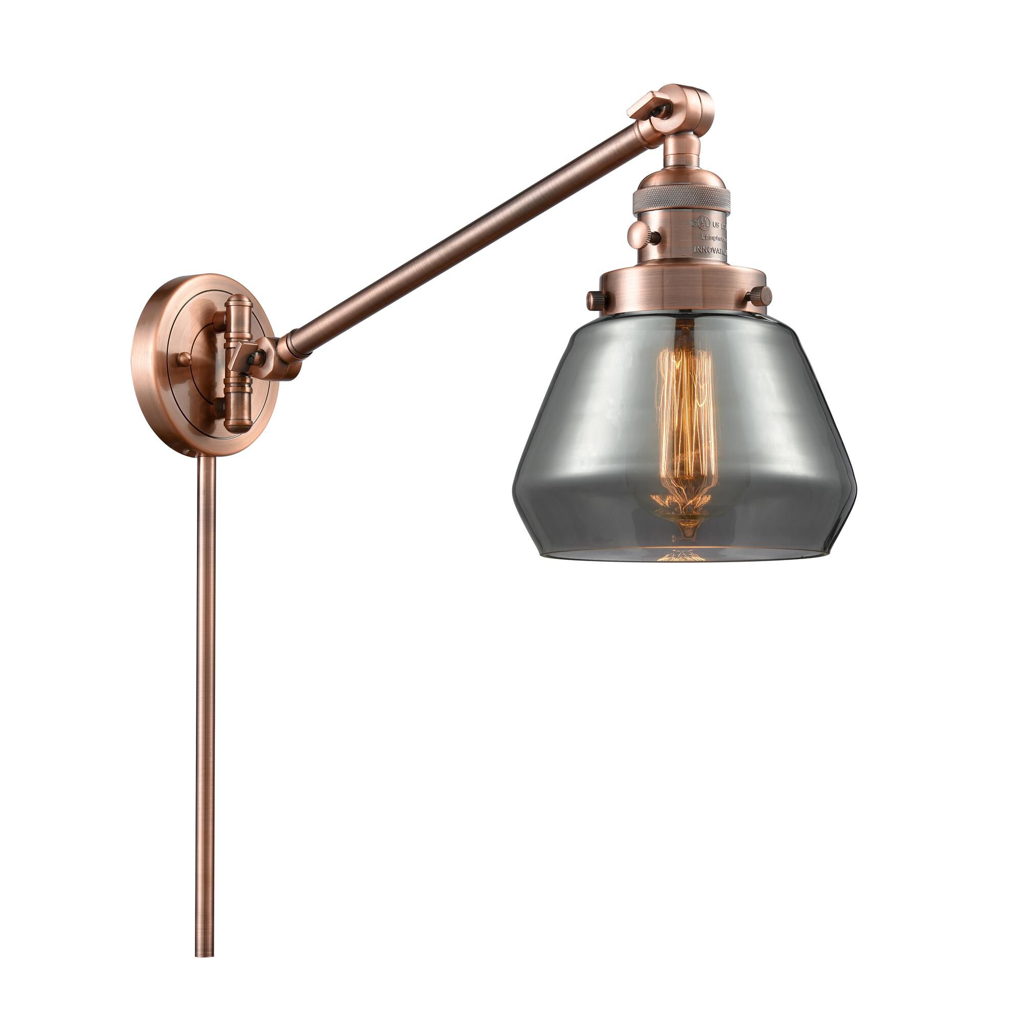 Shown in Antique Copper finish and Plated Smoked glass