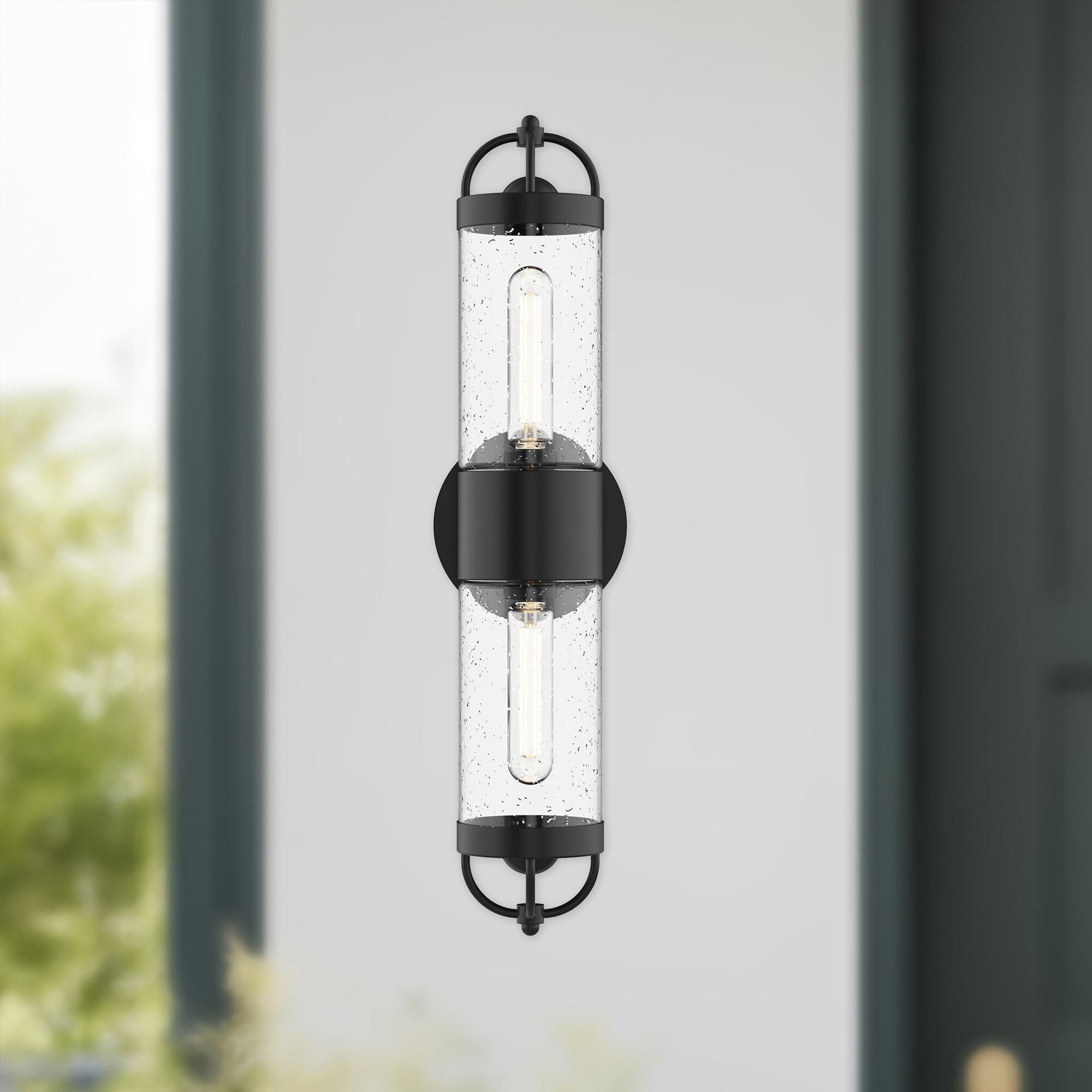 Shown in Black finish and Clear Bubble  glass