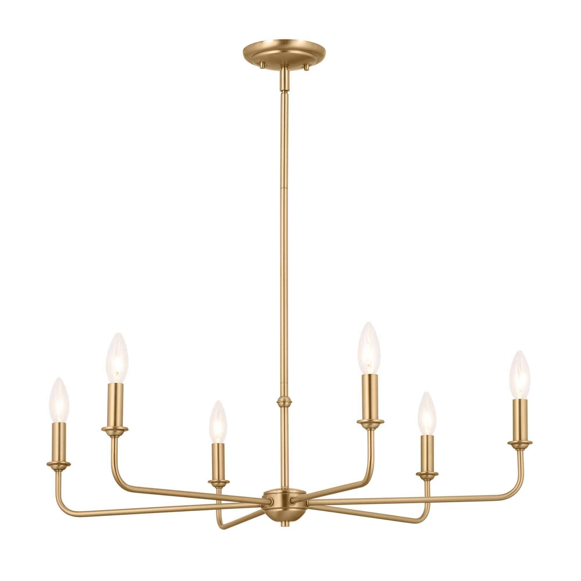 Shown in Brushed Natural Brass finish and Fabric and Bell shade