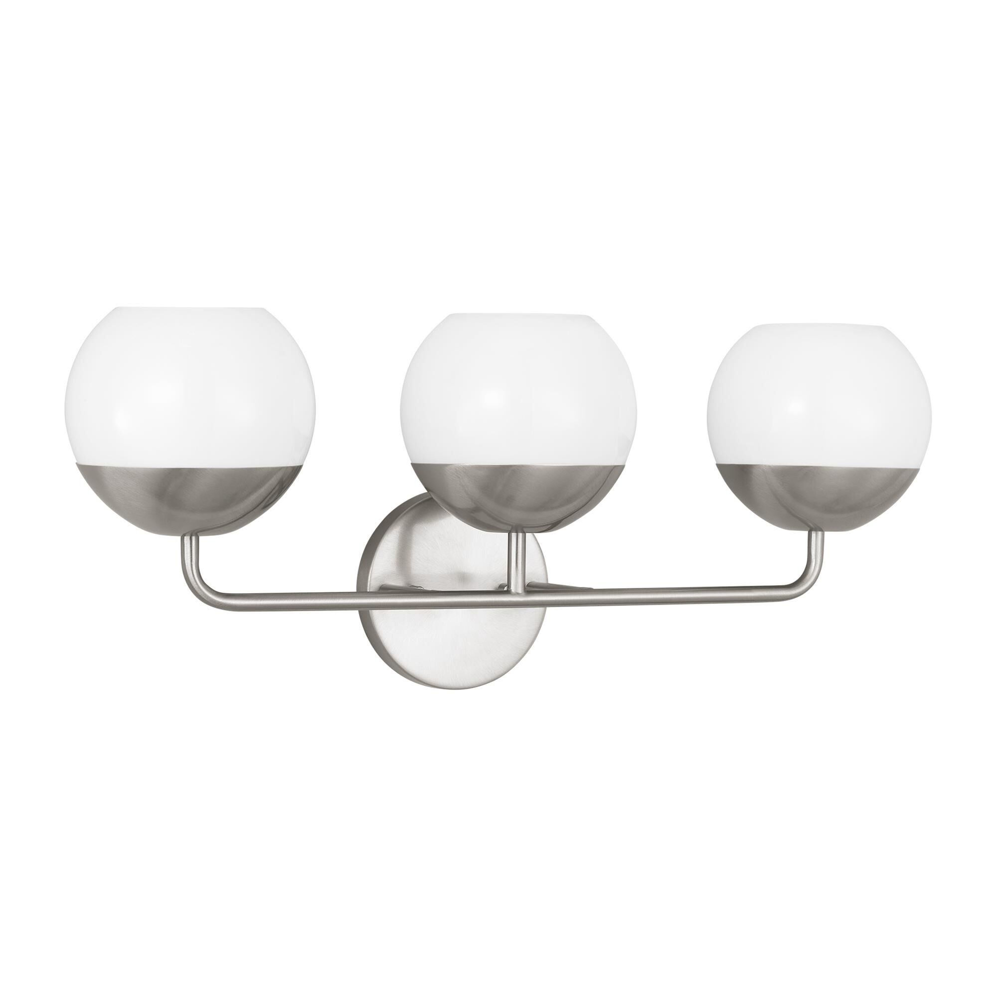 Shown in Brushed Nickel Silver finish and Milk glass and Milk Glass s shade