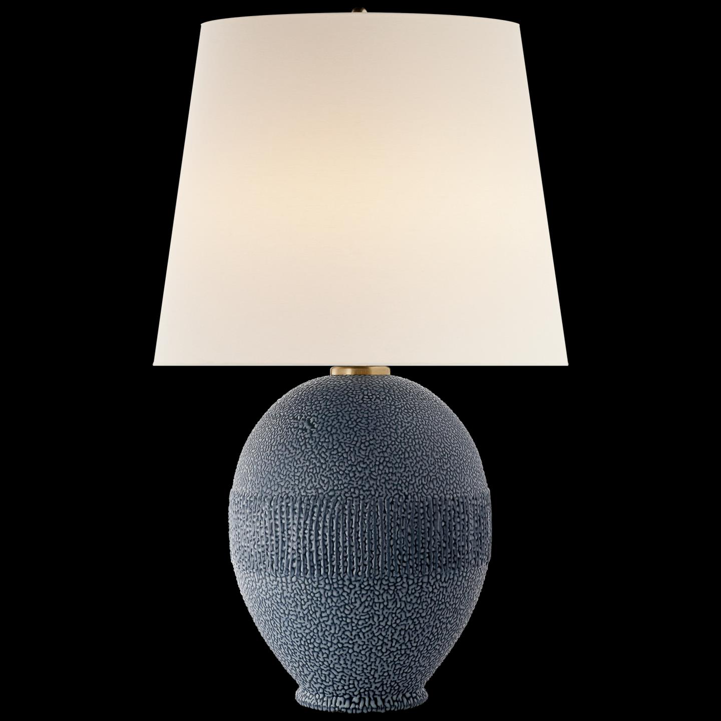 Shown in Beaded Blue Porcelain finish and Linen shade