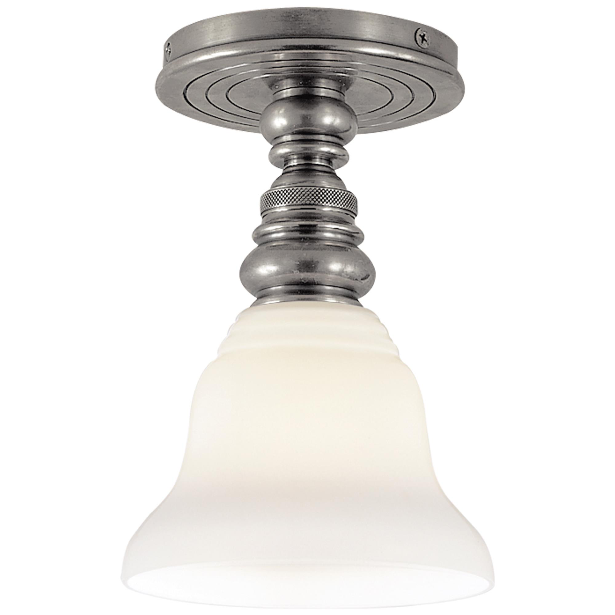 Shown in Antique Nickel finish and White glass