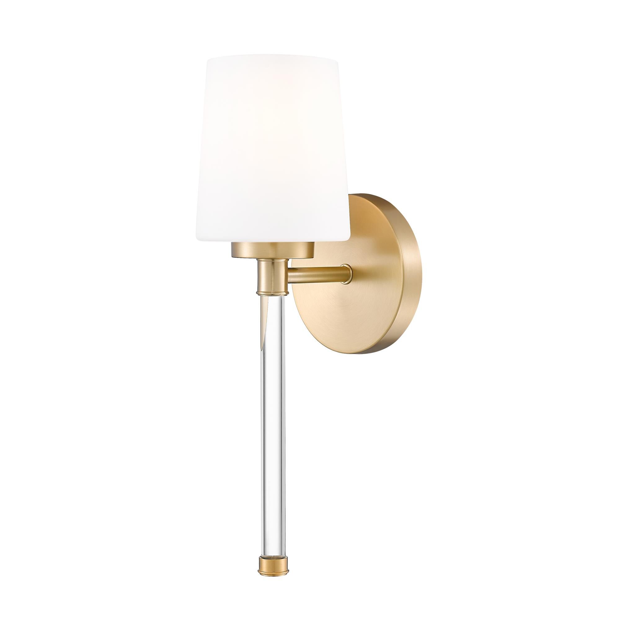 Shown in Modern Gold finish and White Opal glass