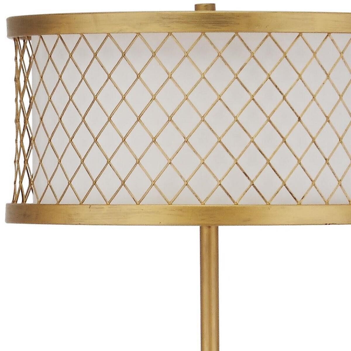Shown in Antique Gold finish and White Cotton shade