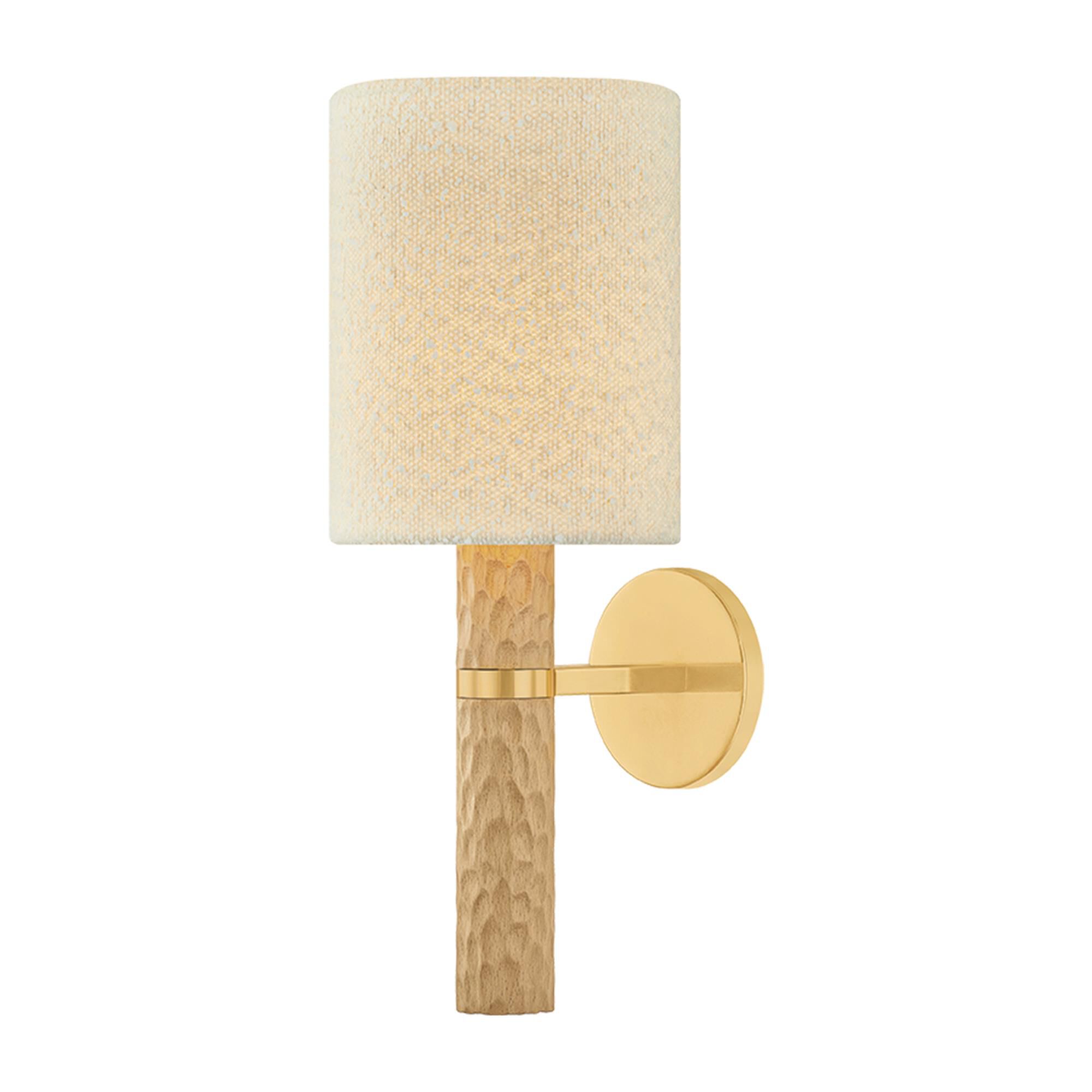 Shown in Aged Brass finish and Boucle shade