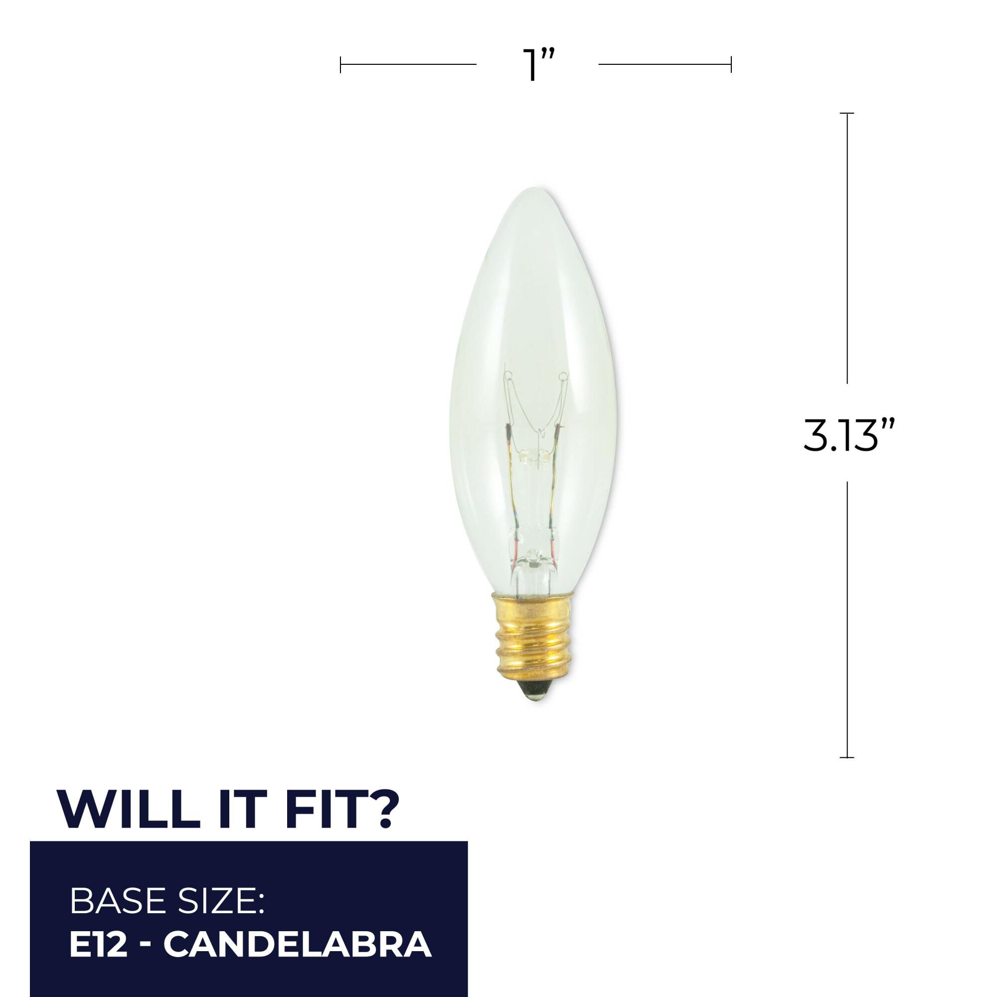 15 Watt 2700K B8 Incandescent Light Bulb,