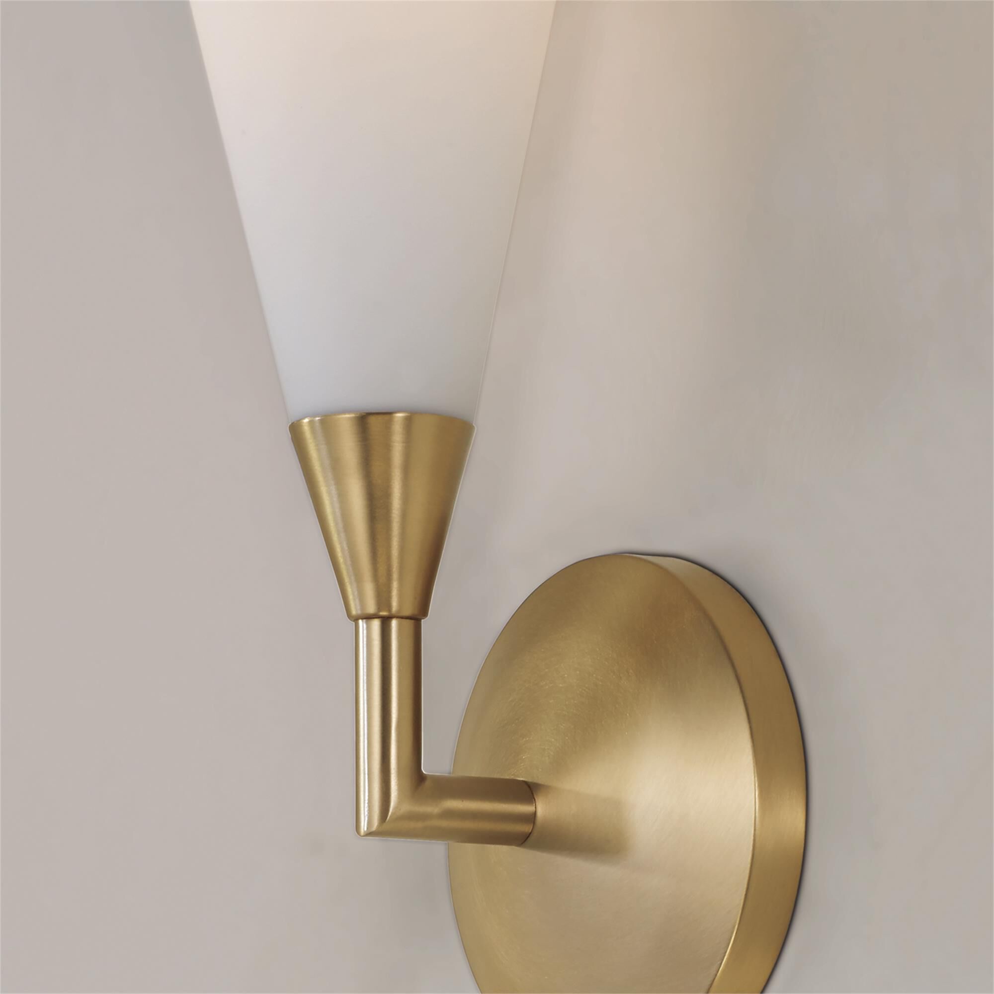 Shown in Matte Brass finish and Soft White glass