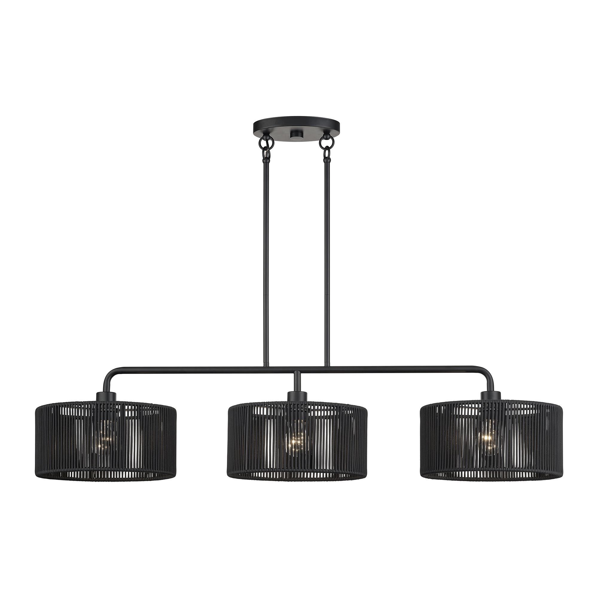 Shown in Black finish and Hand-Woven Parisian Night Color Polyester Rope shade