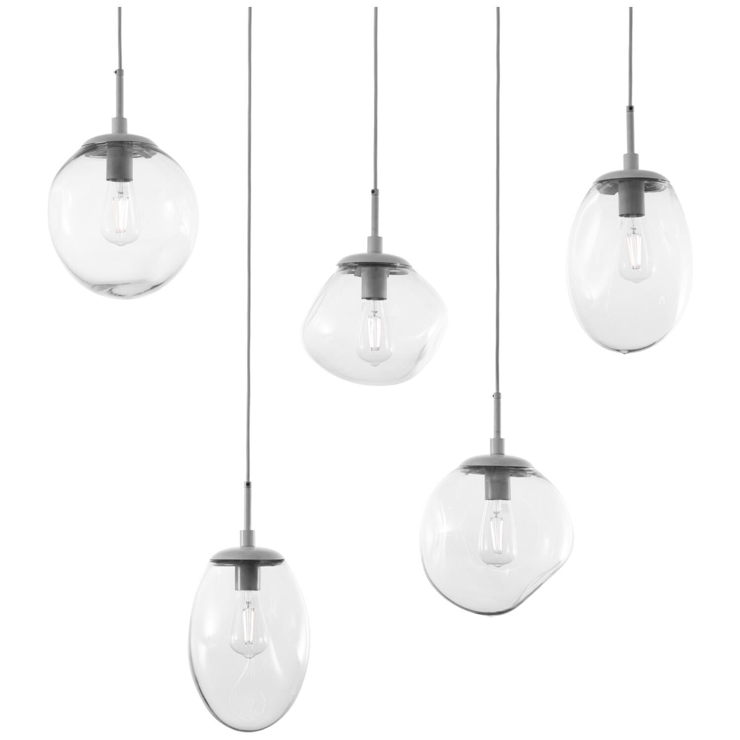 Shown in Metallic Beige Silver finish and Blown Clear glass