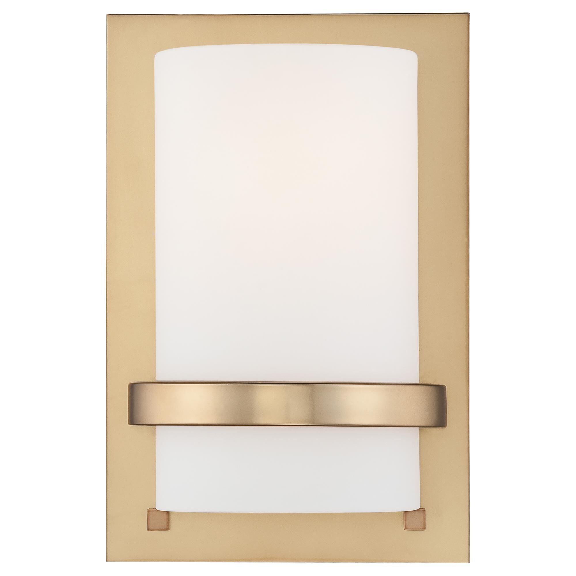 Shown in Honey Gold finish and Etched White glass