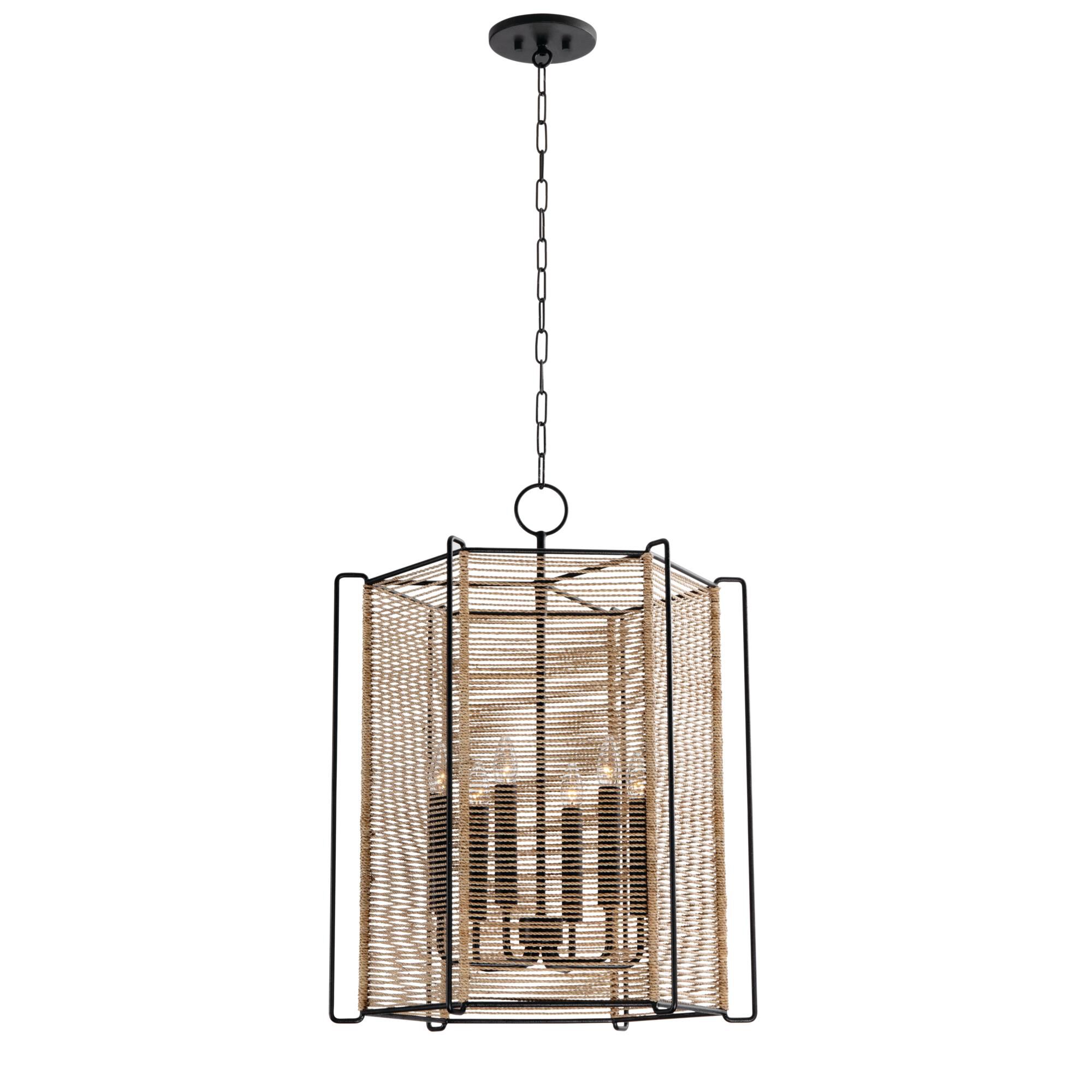 Shown in Textured Black finish and Abaca Rope shade