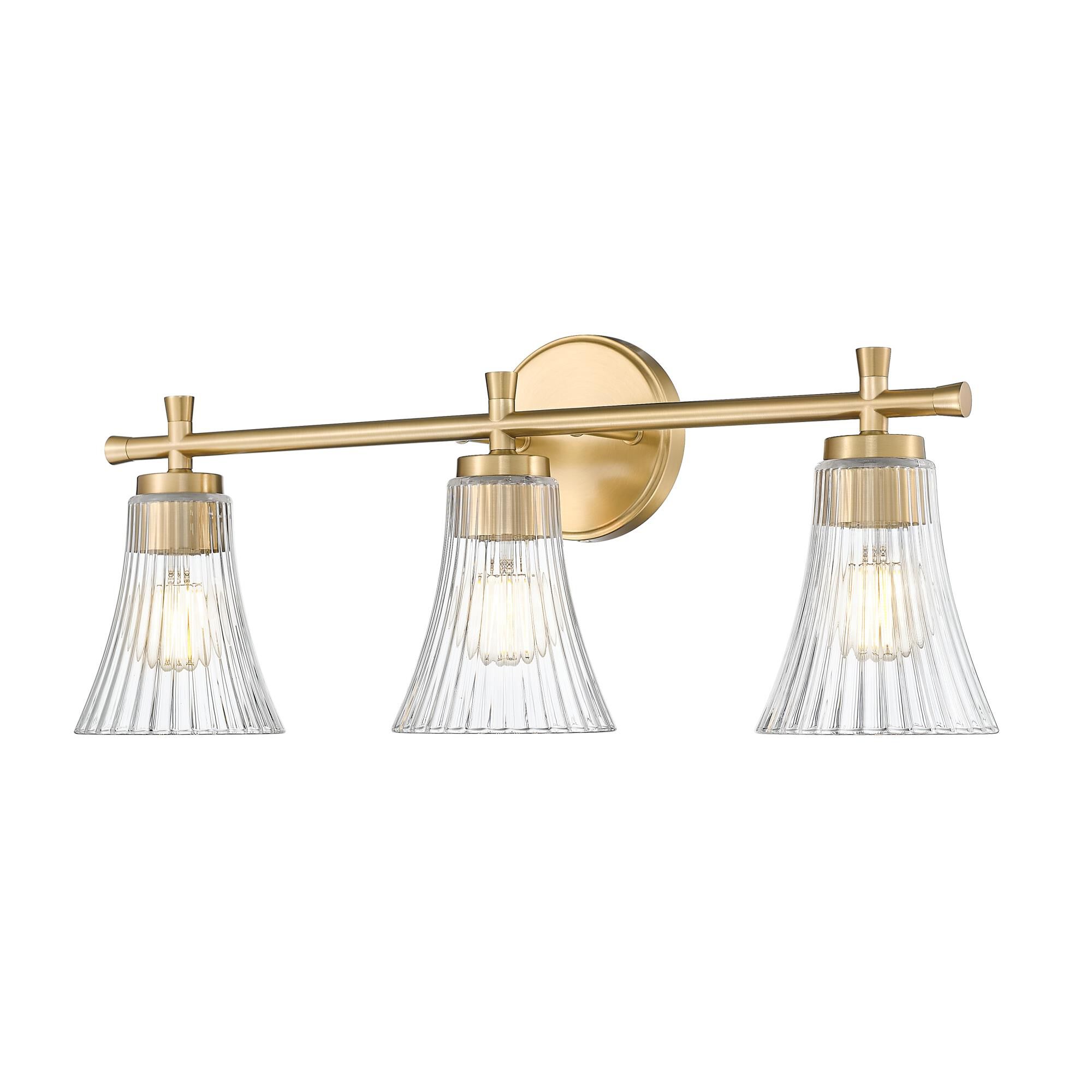 Shown in Modern Gold finish and Clear glass and Clear shade