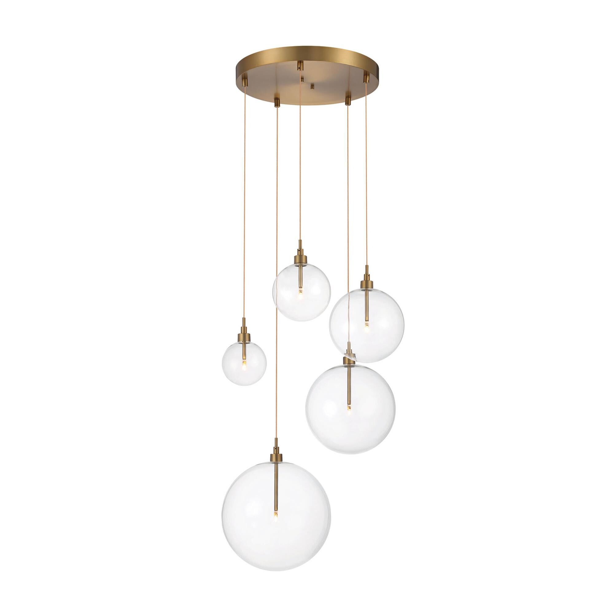 Shown in Natural Brass finish and Clear glass