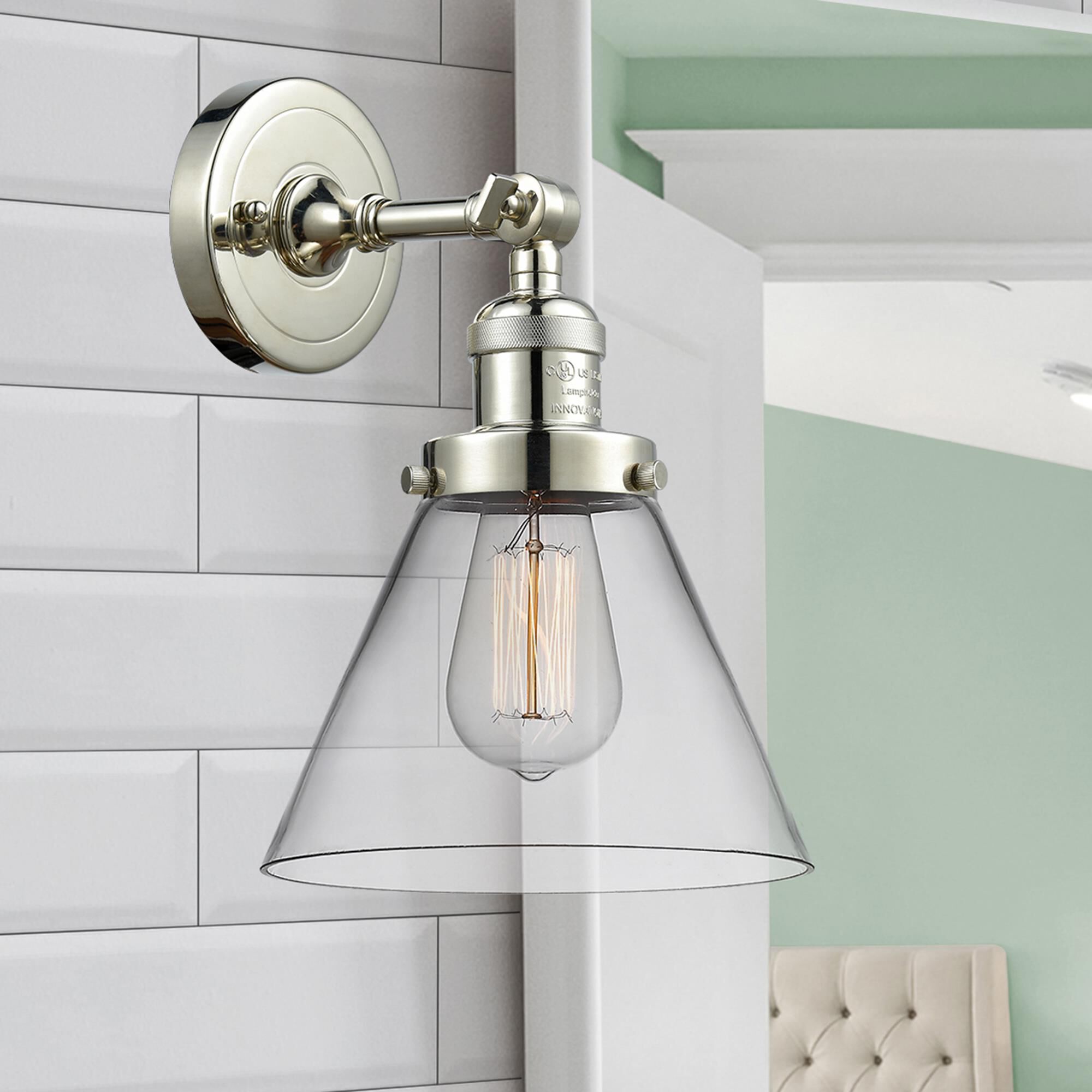 Shown in Polished Nickel finish and Clear glass