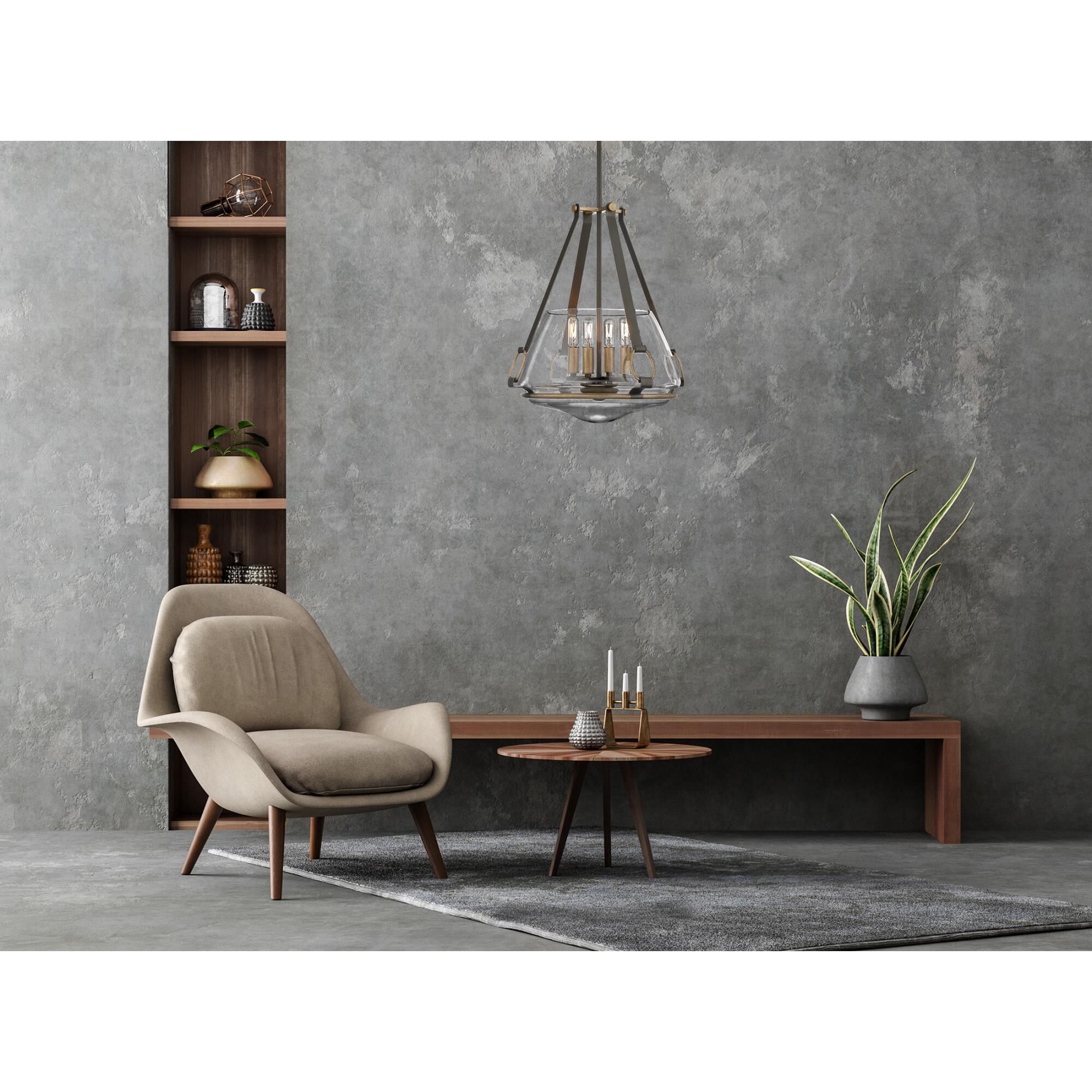 Shown in Smoked Iron with Aged Gold finish and Clear glass