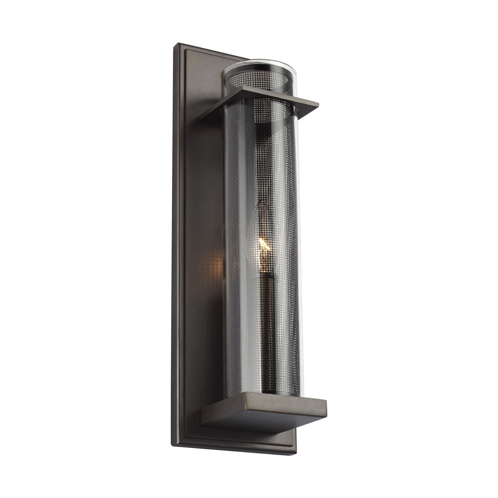 Shown in Antique Bronze finish and Clear glass and Stainless Steel shade
