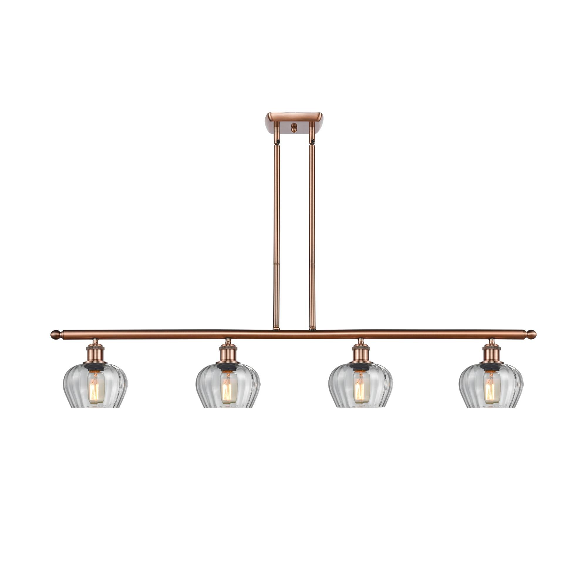 Shown in Antique Copper finish and Bowl glass and Glass shade