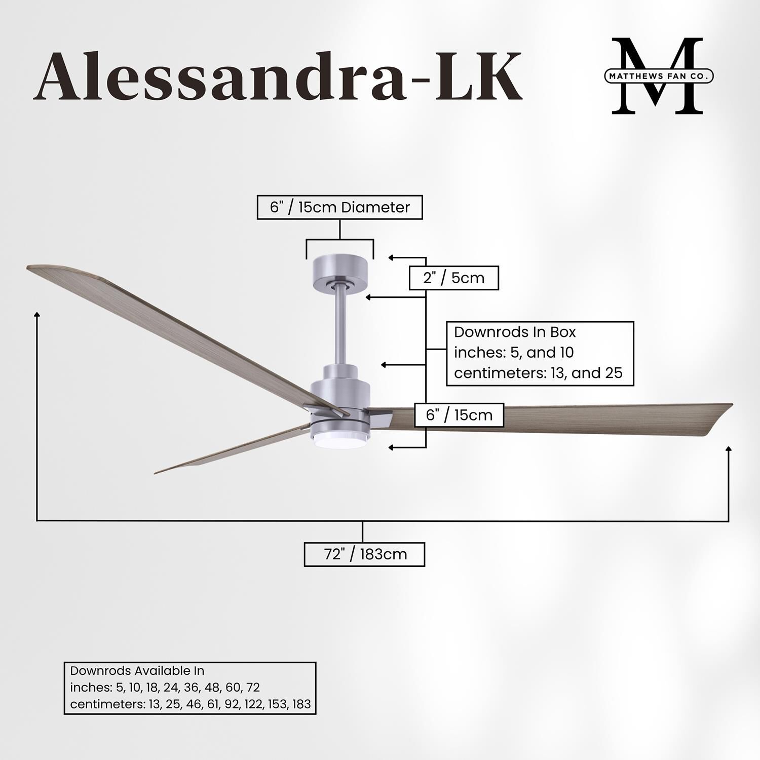 Alessandra 72 Inch Ceiling Fan by Matthews Fan Company