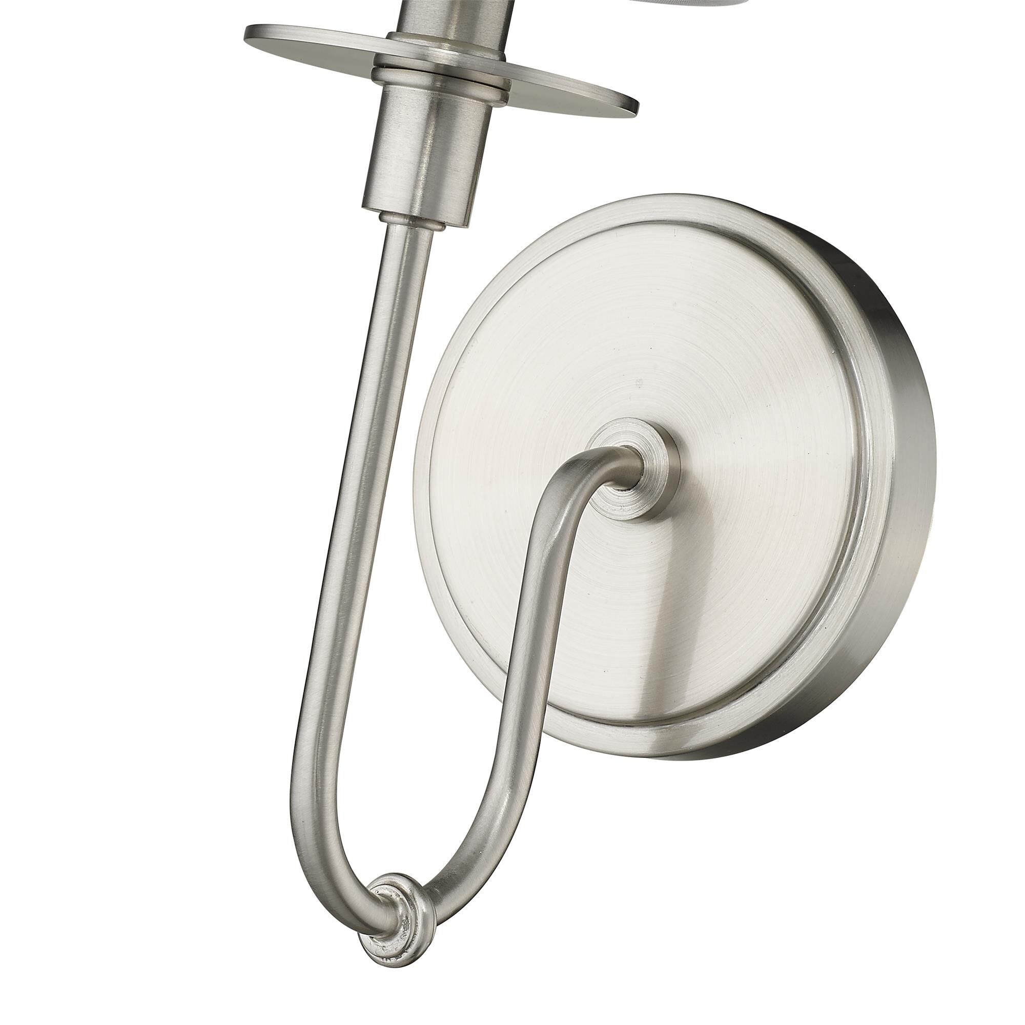 Shown in Brushed Nickel finish and Fabric glass and Fabric shade