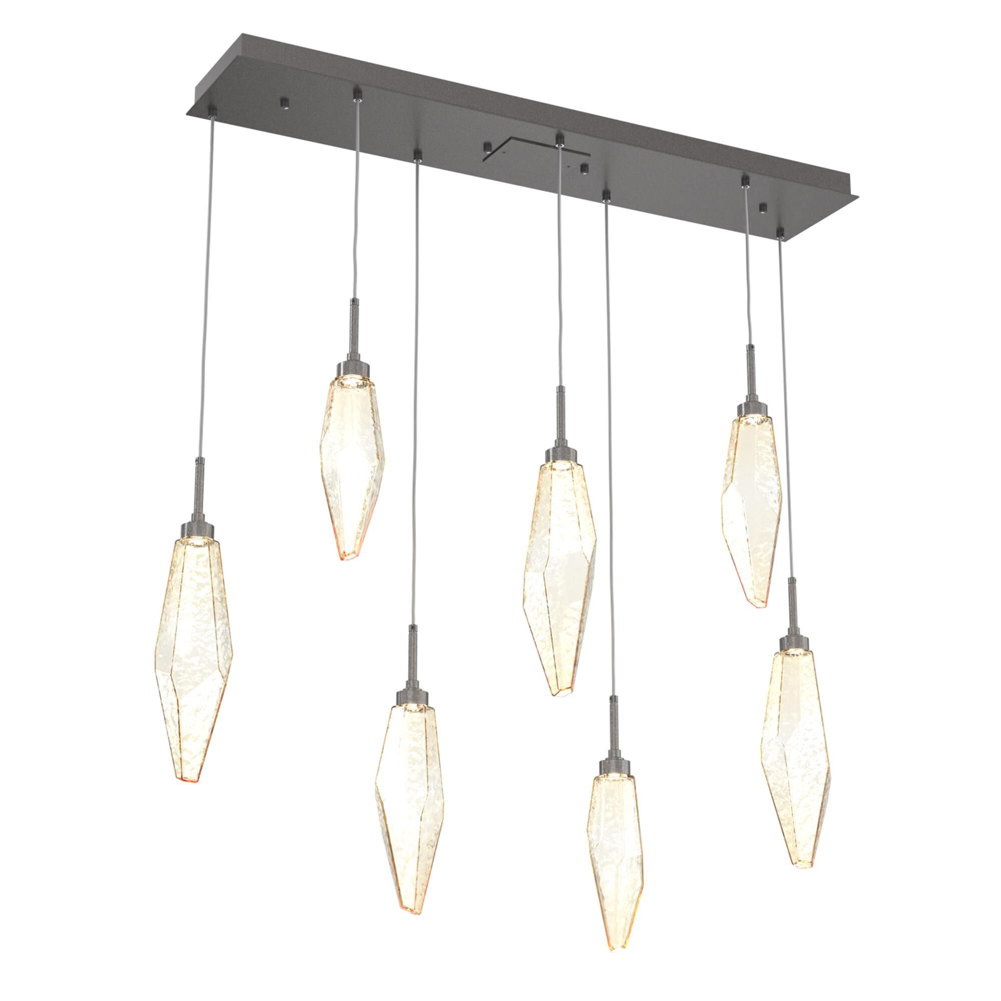 Shown in Graphite finish and Chilled Blown And Amber glass