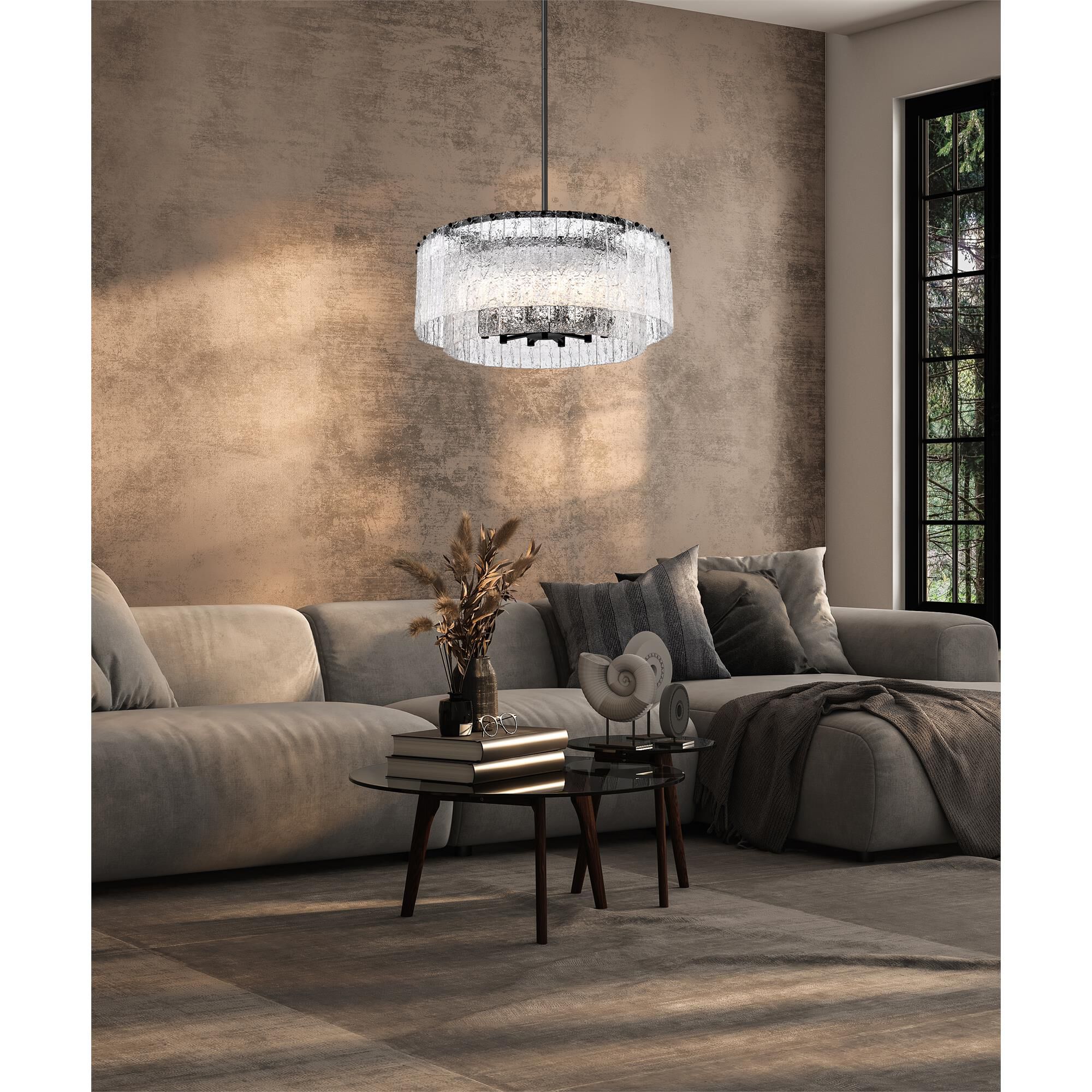 Shown in Matte Black finish and Clear glass and Clear shade