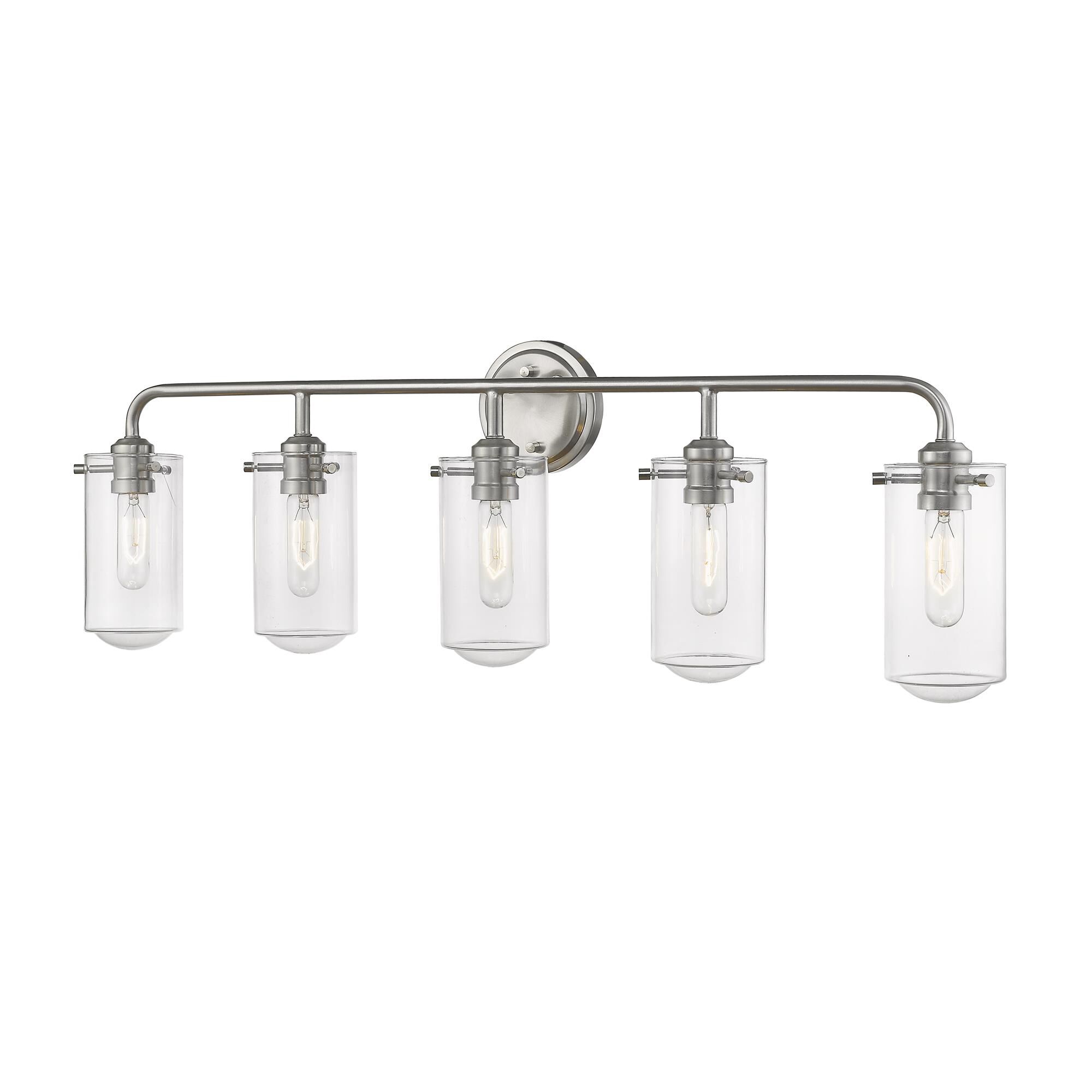 Shown in Brushed Nickel finish and Glass shade