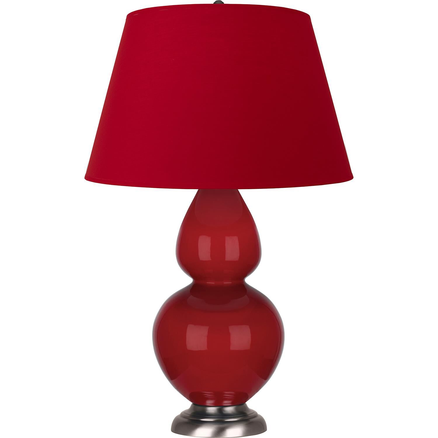 Shown in Ruby Red finish and Black and Red shade and Antique Silver accent