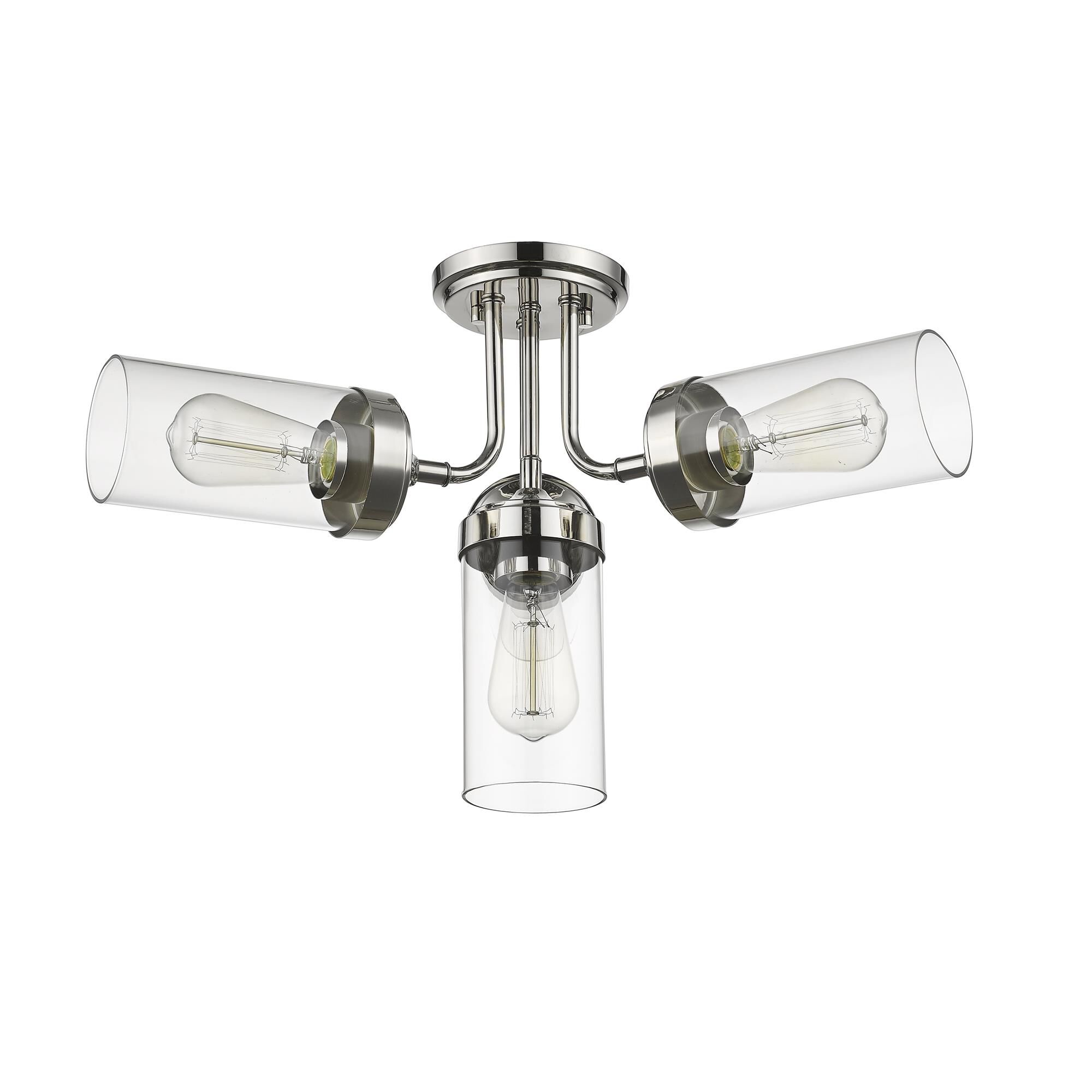 Shown in Polished Nickel finish and Glass shade