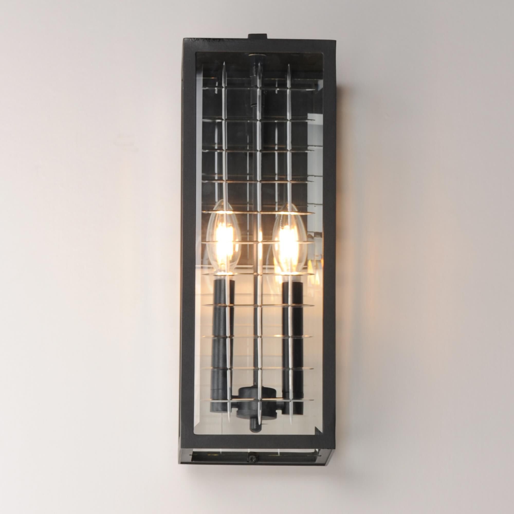 Shown in Black finish and Clear glass