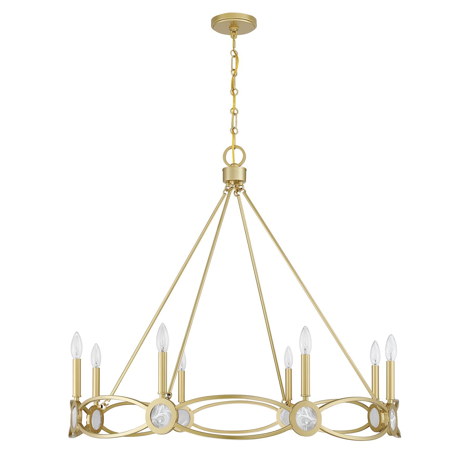 Shown in Spun Gold finish and Strie glass