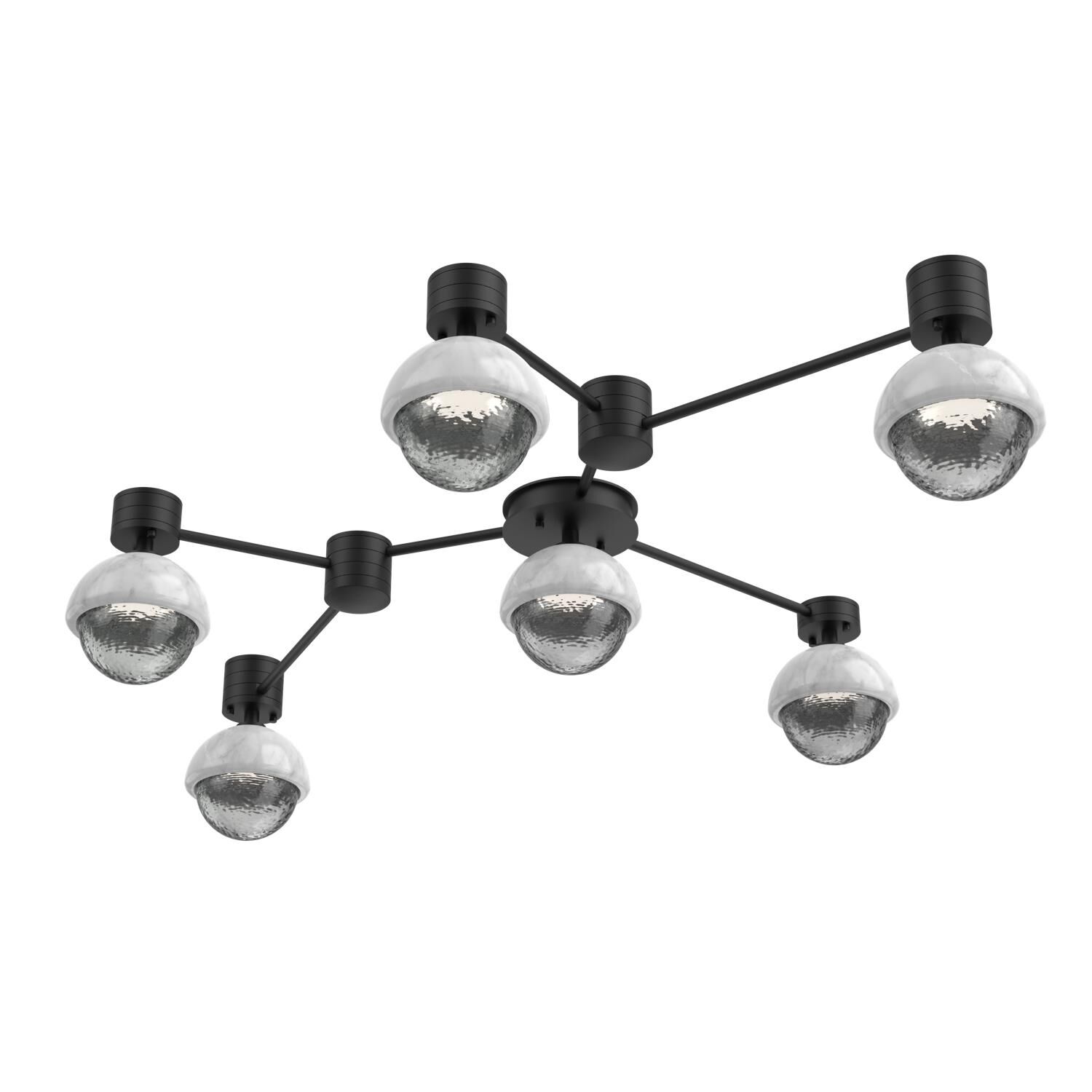Shown in Matte Black finish and Smoke glass and White Marble accent