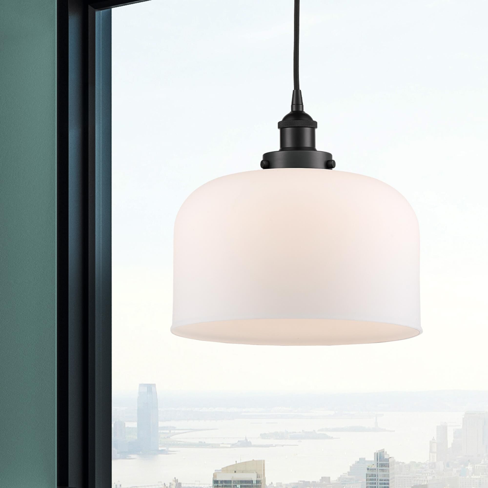 Shown in Matte Black finish and Matte White Cased X-Large Bell glass