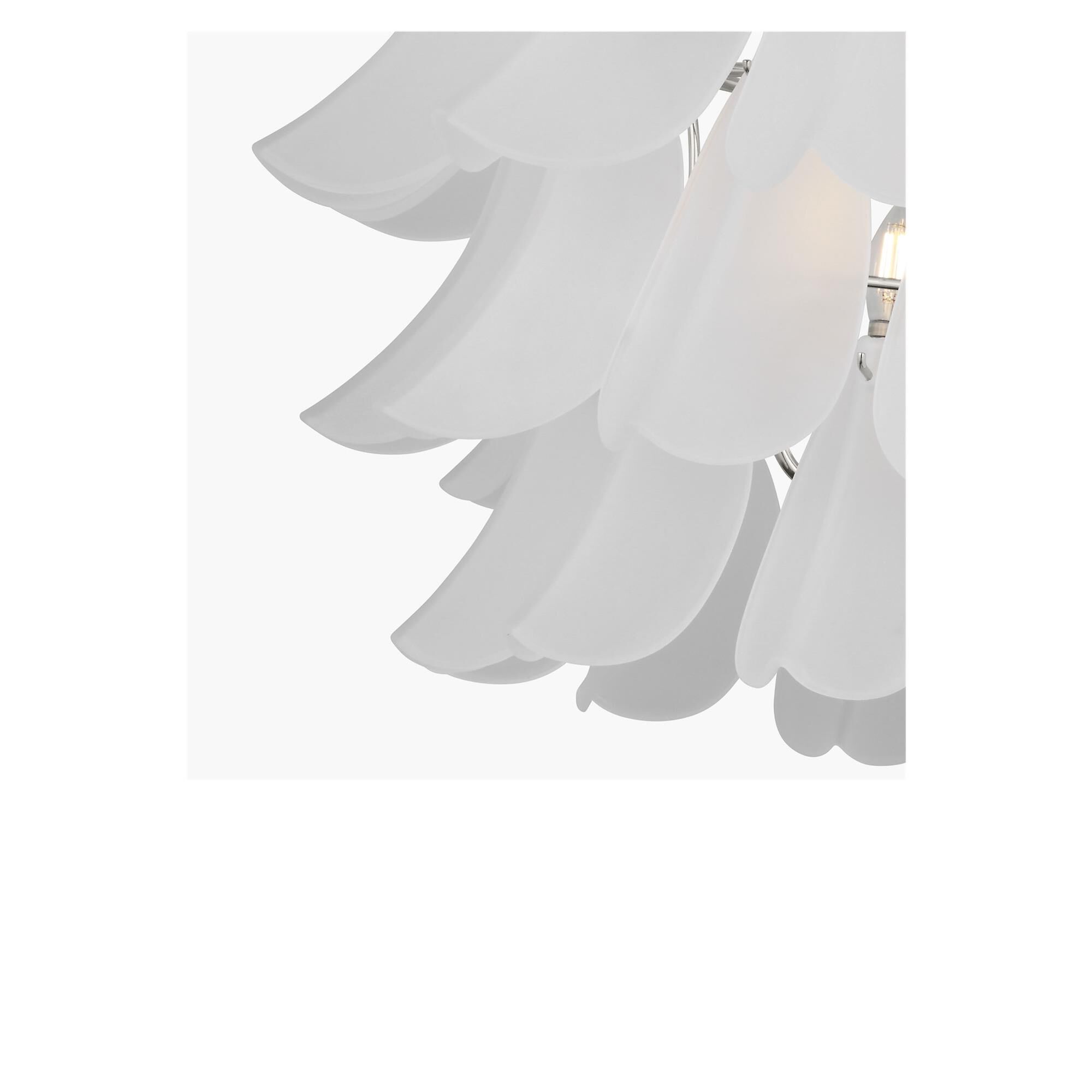 Shown in Polished Nickel finish and Etched glass