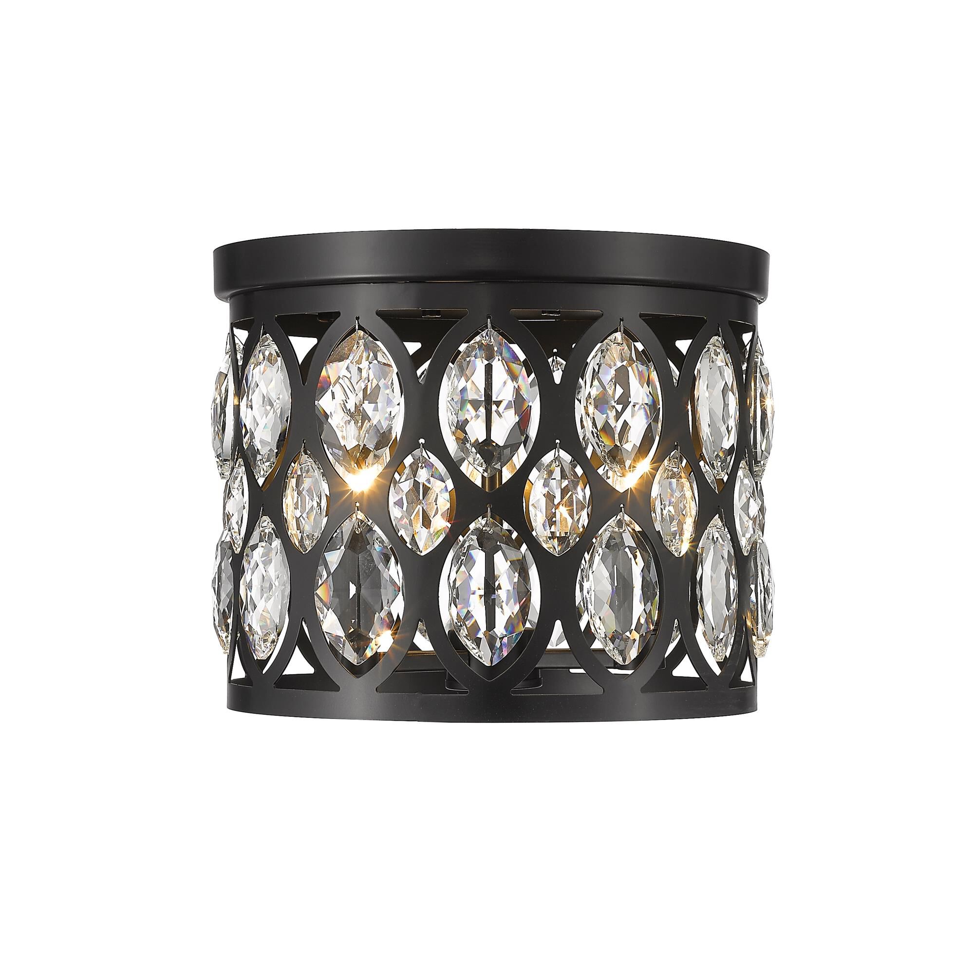 Shown in Matte Black finish and Steel + K9 Crystal glass and Steel + K9 Crystal shade