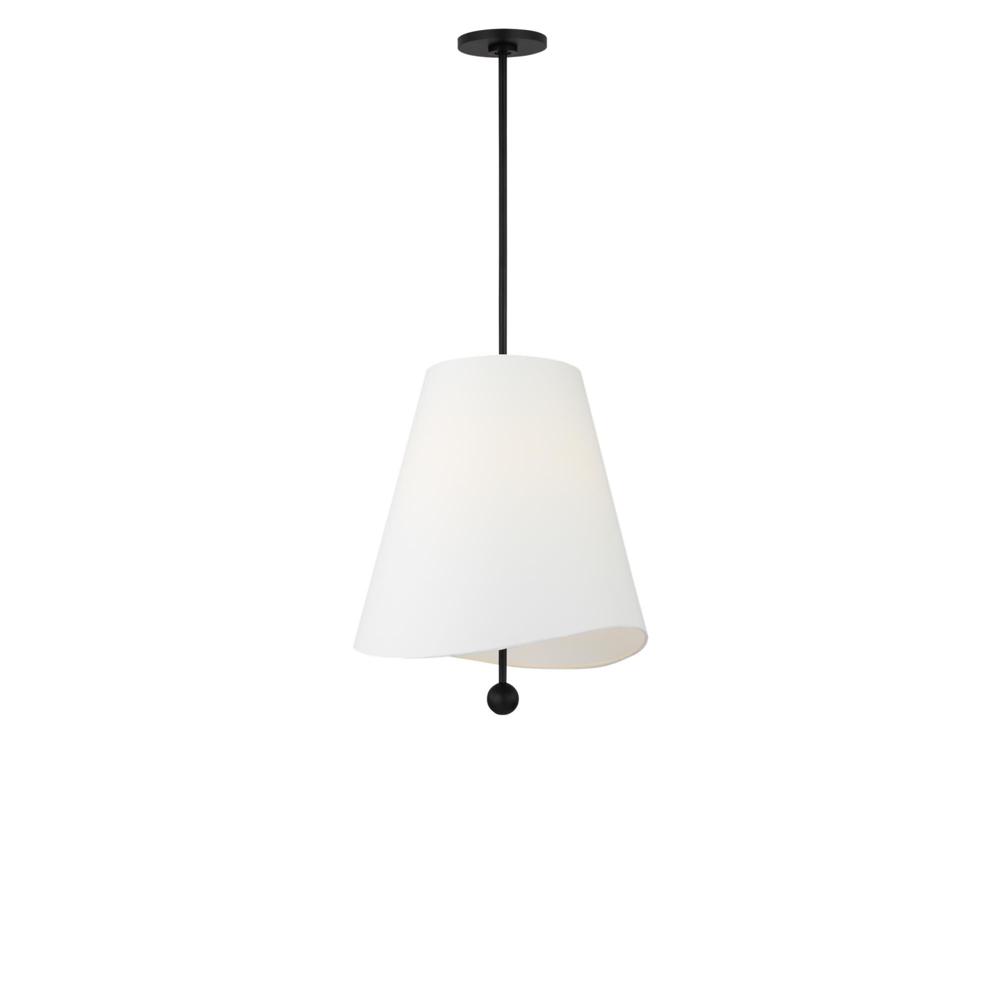 Shown in Midnight Black finish and White Linen Fabric shade