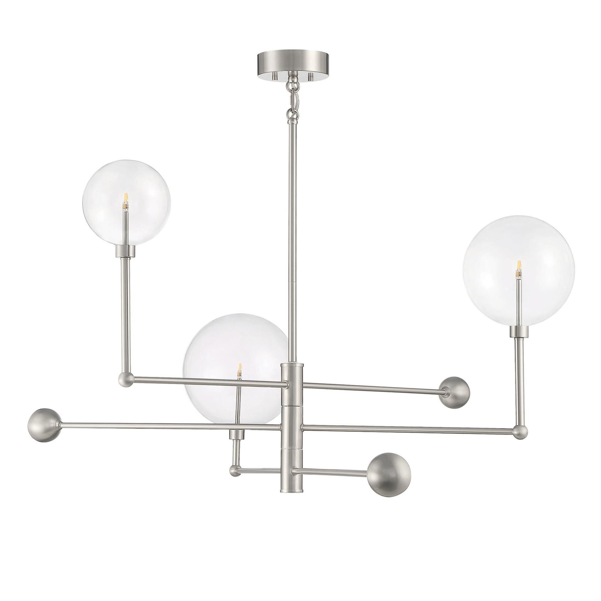 Shown in Brushed Nickel finish and Clear glass
